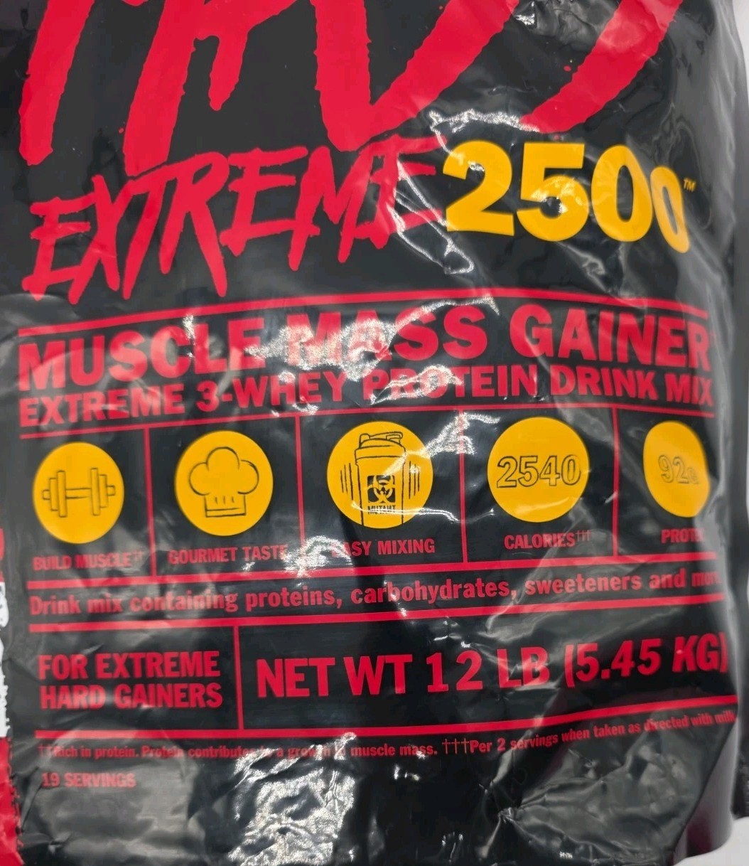 Mutant Mass Extreme 2500 3-Whey Protein Drink Berry Blast 12lbs Exp 11/27