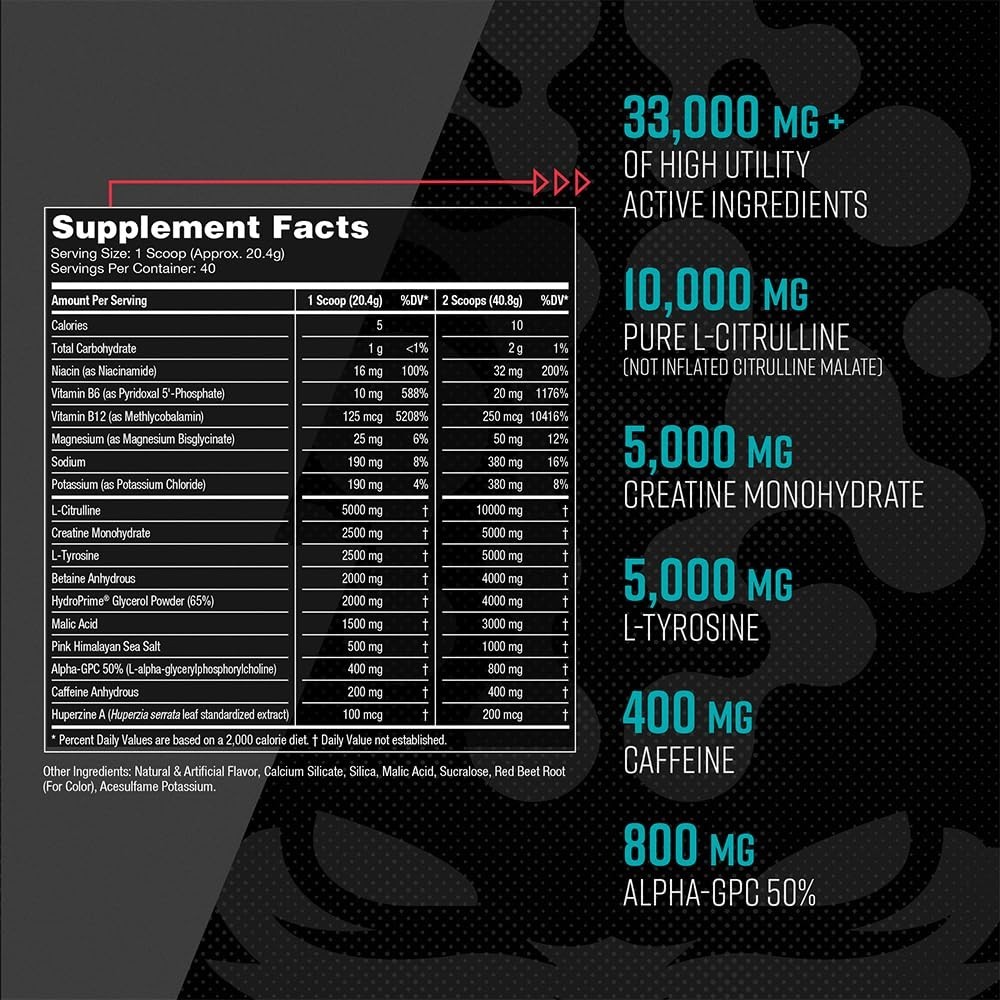 Pre Workout Supplement – Massive Pumps, Laser Focus, Energy Boost – 800g Rainbow