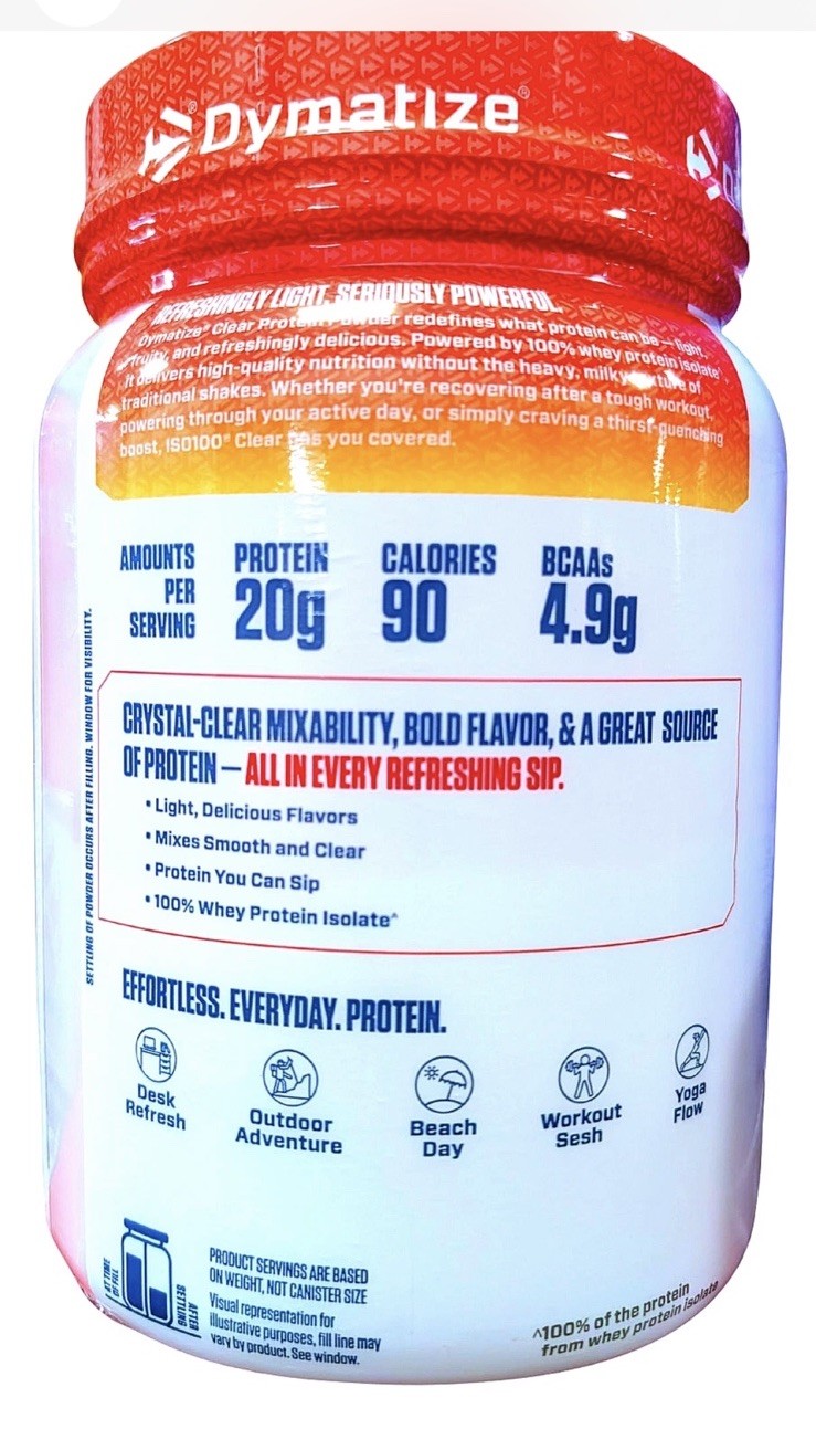 Dymatize ISO100 Clear 20g Protein Powder Pineapple Passion Punch 22.9 Oz