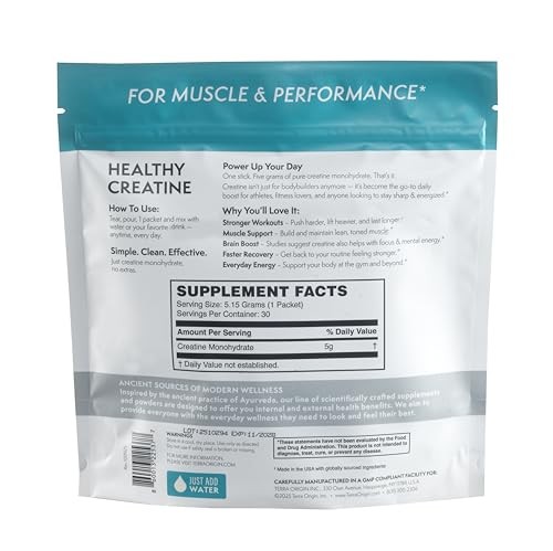 Creatine Monohydrate Powder 30 Stick Packs Unflavored Muscle