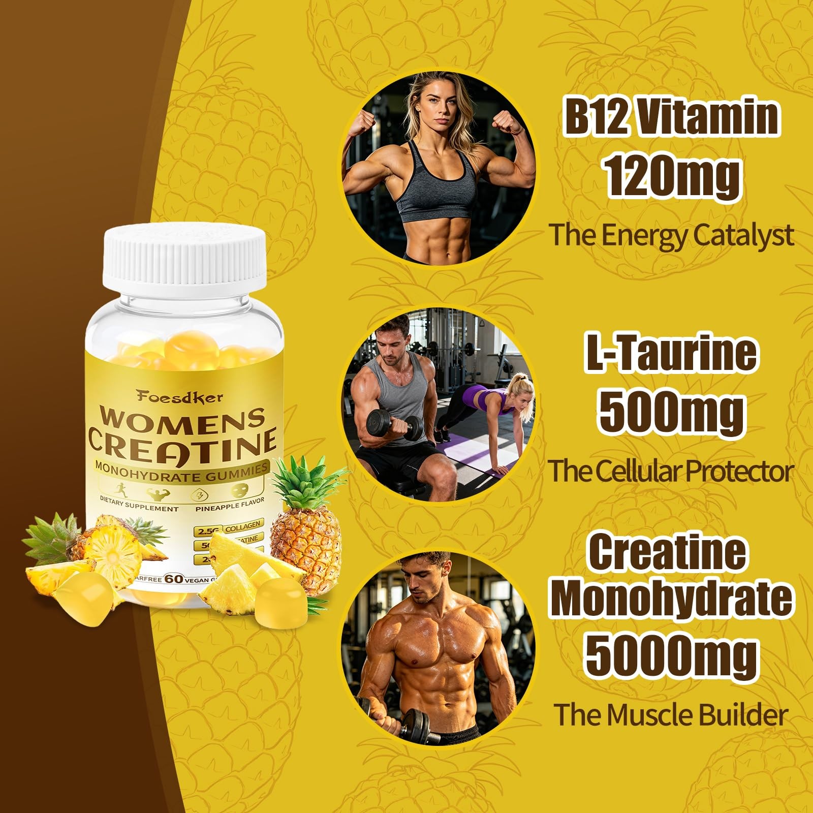 Women’s Creatine & Collagen Gummies,Creatine Monohydrate Gummies with Collage…
