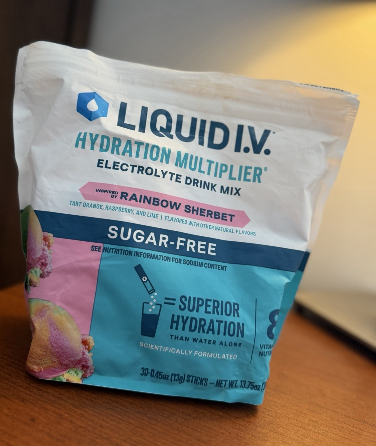Liquid I.V. Sugar Free Rainbow Sherbet 30 Sticks Open Box Expired 5/27 Prop