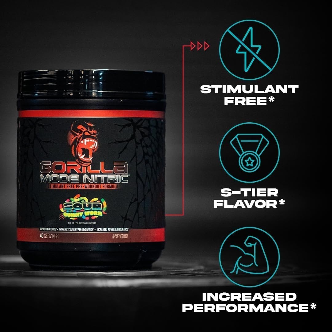 Gorilla Mode Nitric Stim Free Pre-Workout – Bombsicle (40 Servings)
