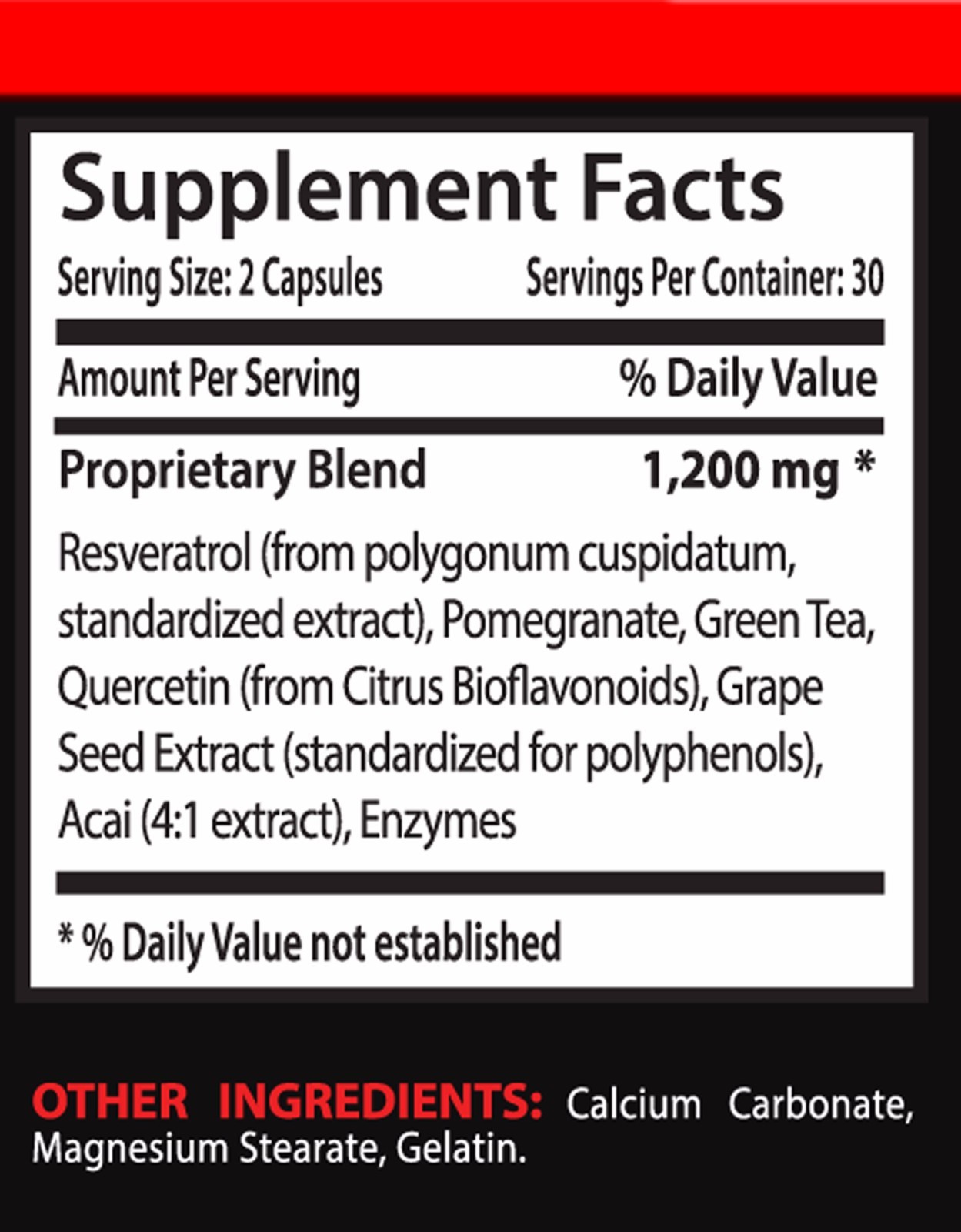 red grapes wine – RESVERATROL Supreme 1200 – Works as an anti inflammatory – 1 B