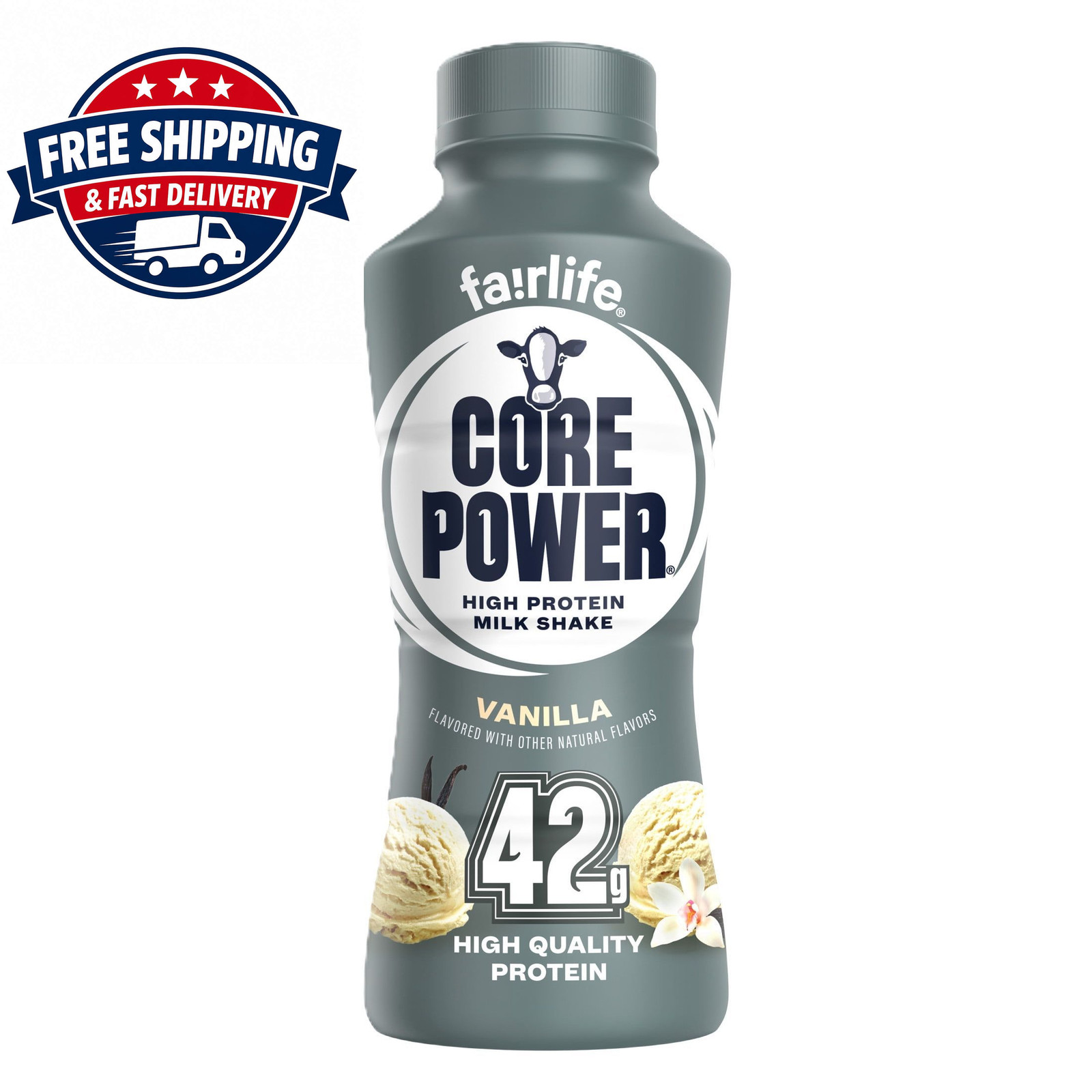 Core Power Elite High Protein Shake, Vanilla, 42g Bottle, 14oz, 12 Pack