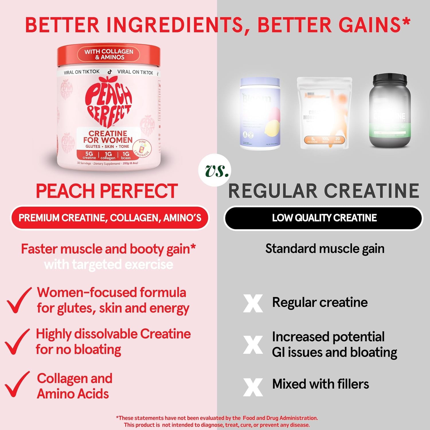 Peach Perfect Creatine for Women Pink Lemonade 30 Servings