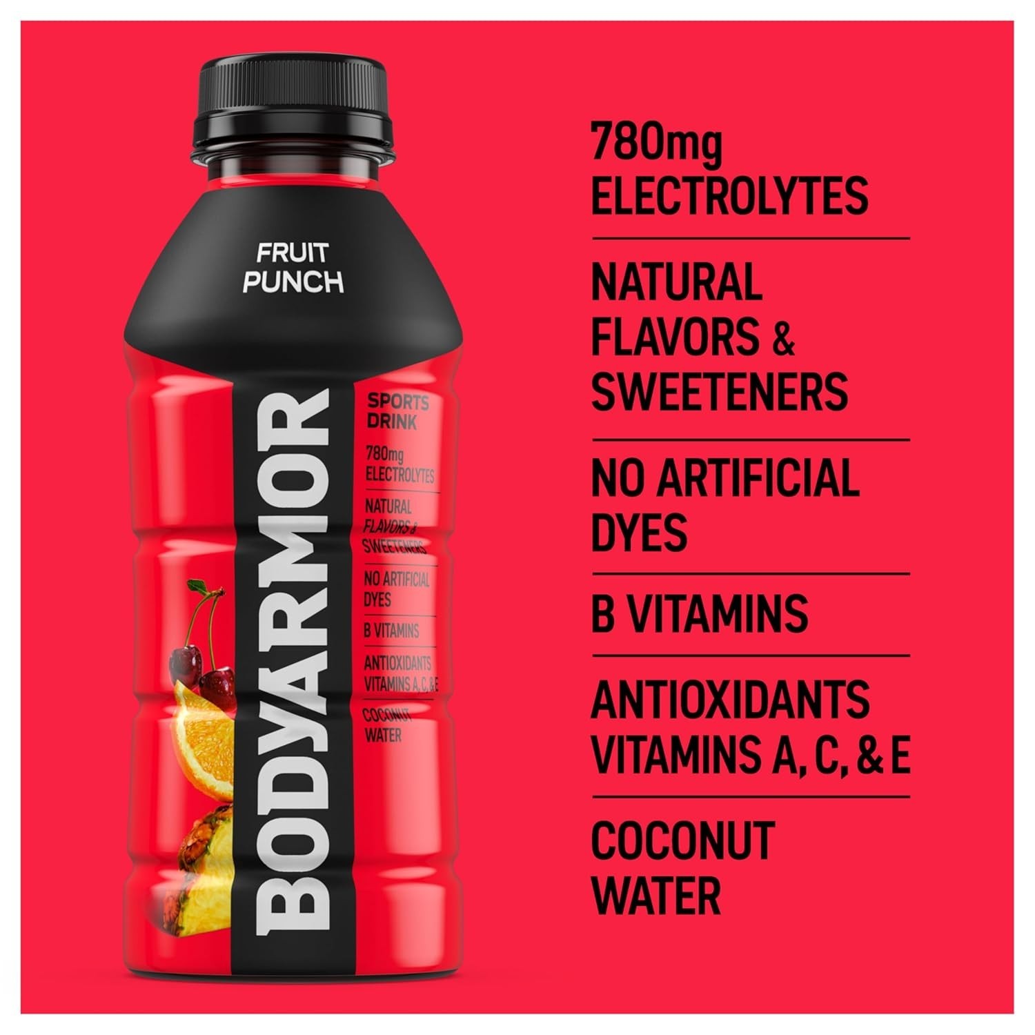 BODYARMOR Sports Drink Sports Beverage, Fruit Punch, Coconut Water Hydration,