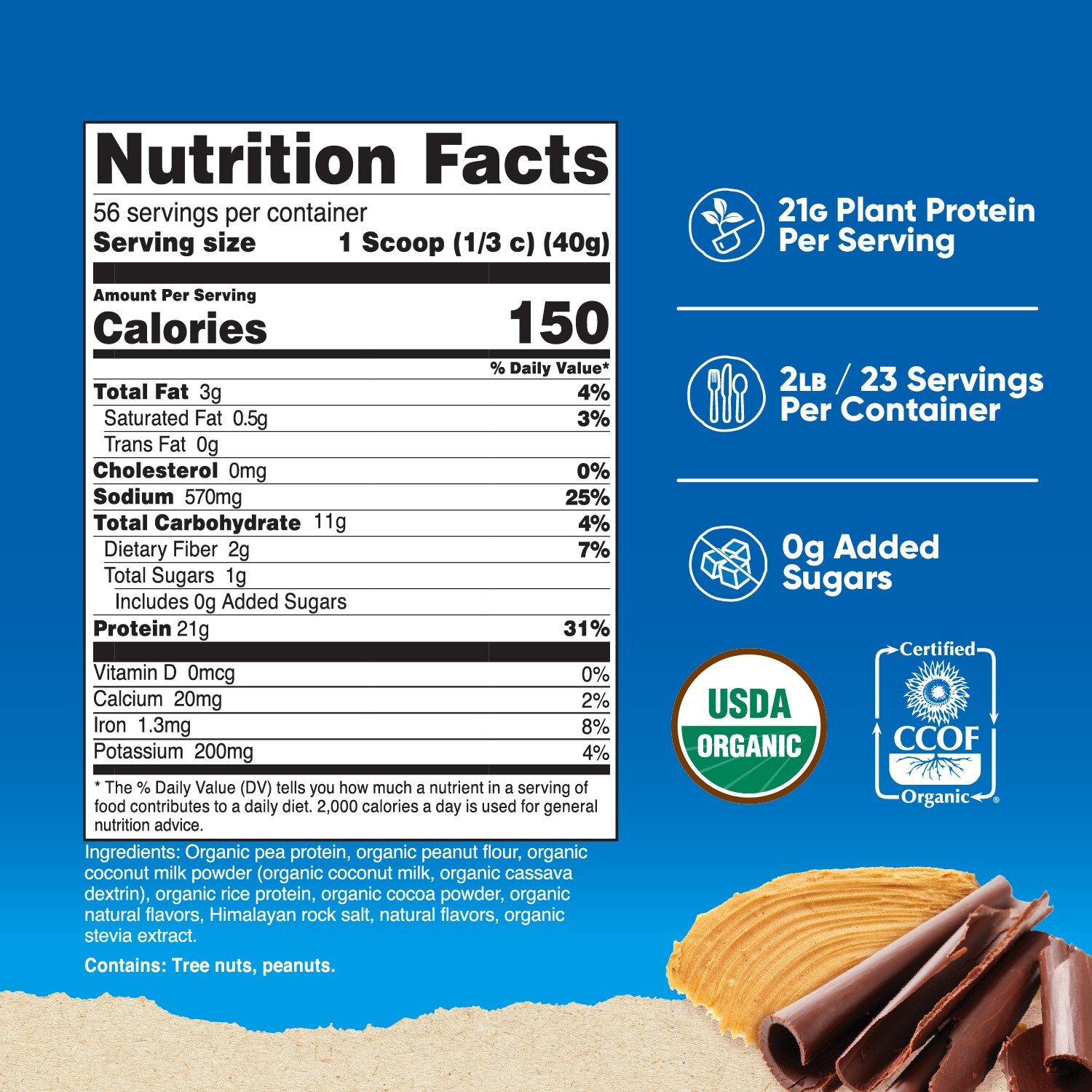 Nutricost Organic Vegan Protein Peanut Butter Chocolate (5 LB)