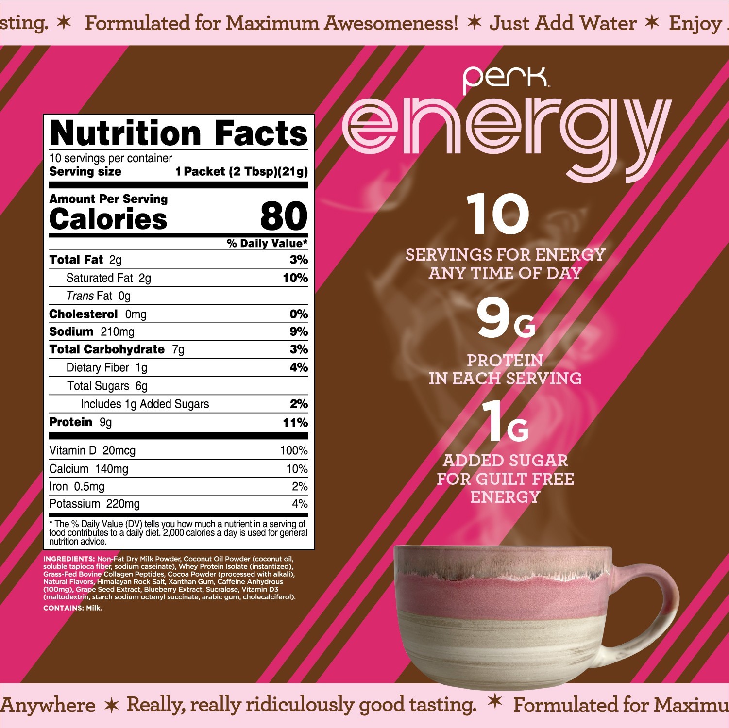 Perk Energy Drink Mix (Mint Chocolate Truffle) 10 Stick Packs