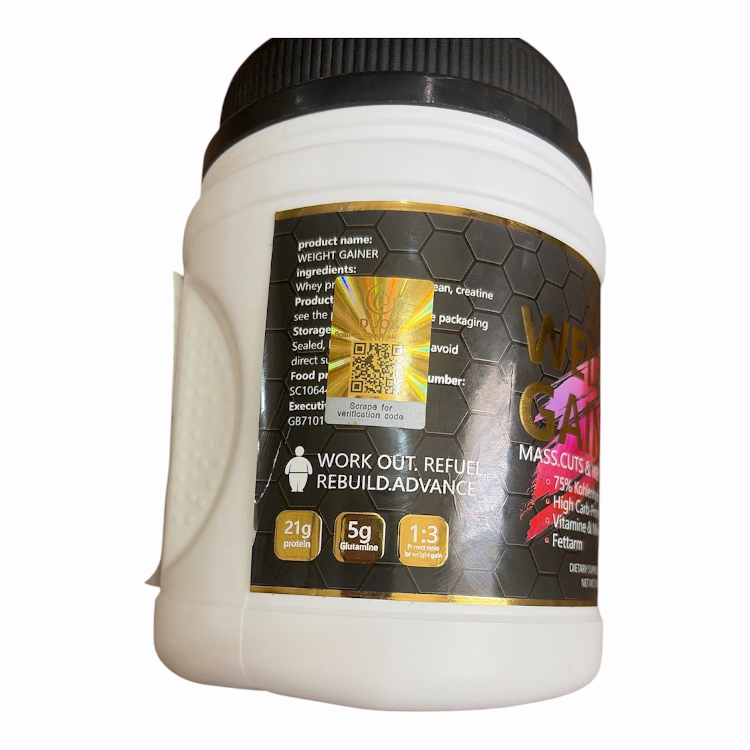 Fast Weight Gainer Powder Supplement 518g w/ Whey Protein & Creatine