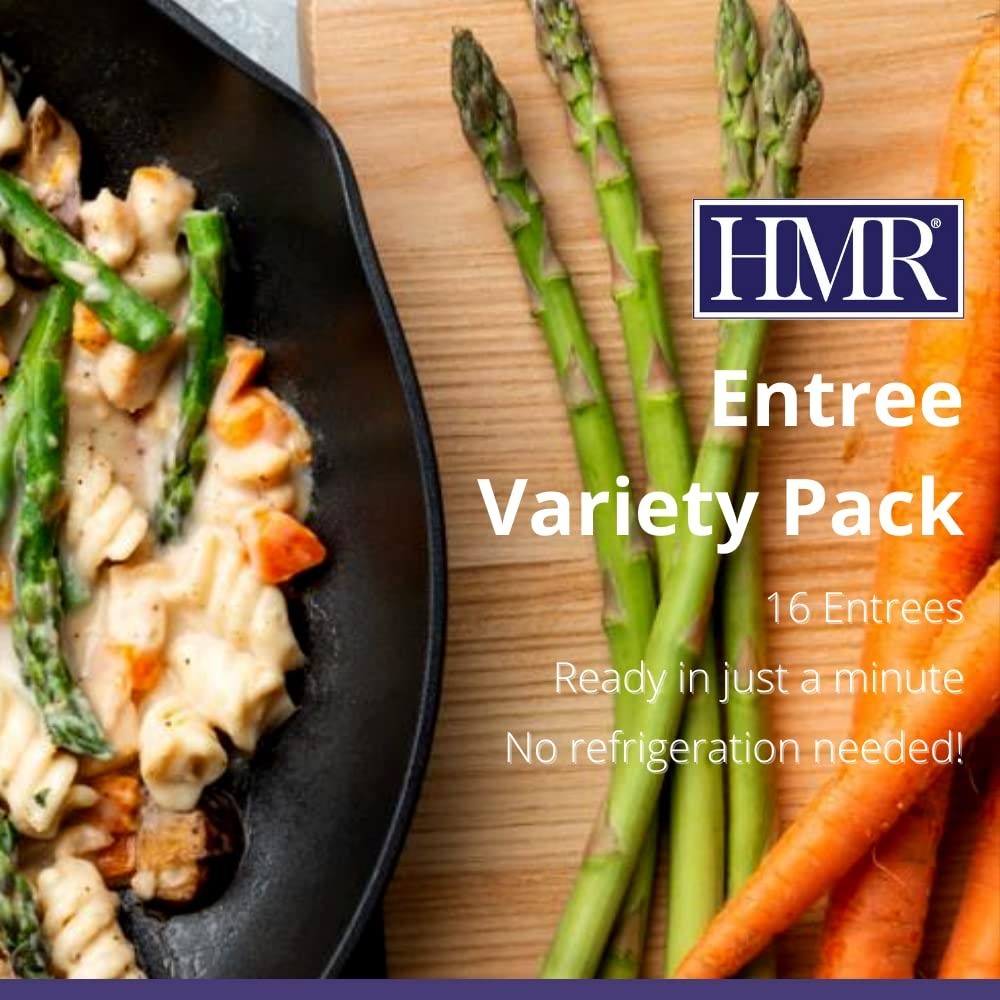 HMR Entrees Meals 16 Pack Variety Low Calorie Premade Microwave Dinners for