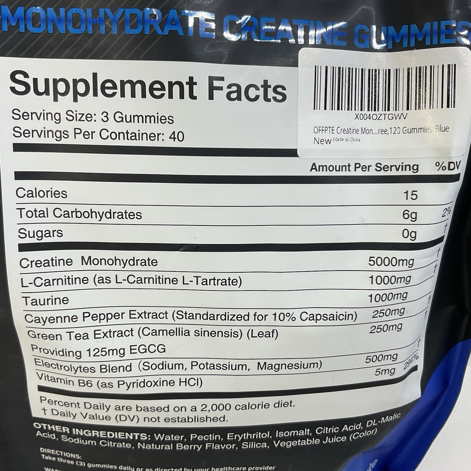 Lot of 2 Offpte Creatine Monohydrate Gummies 5000mg Sugar-Free Mixed Berry 120Ct