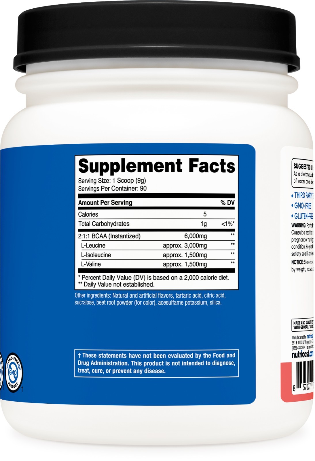 Nutricost BCAA Powder (Watermelon) 90 Servings – 6000mg Per Serving