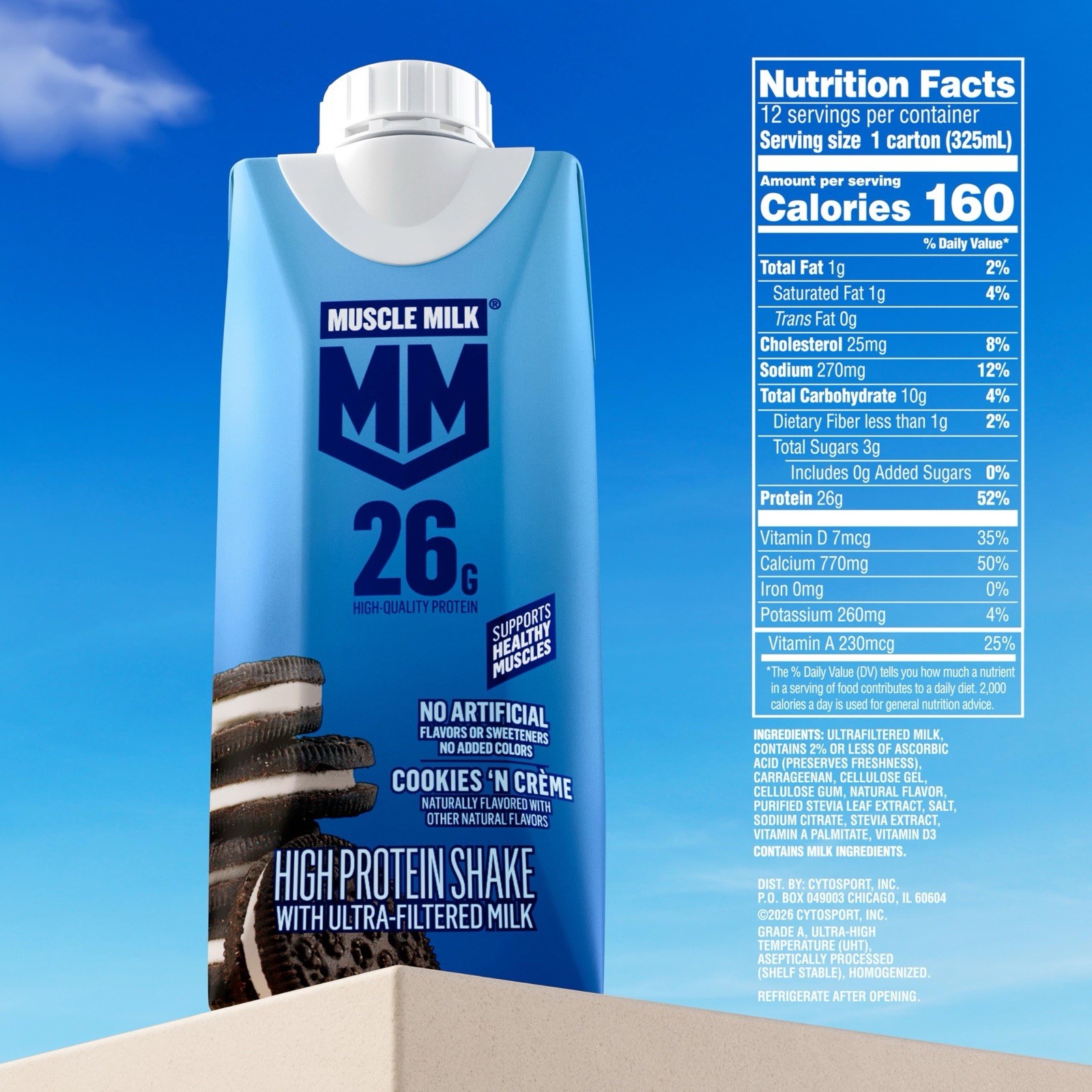 Muscle Milk High Protein Shake, Cookies ‘n Creme 🍪 11 fl oz (12 Pack)
