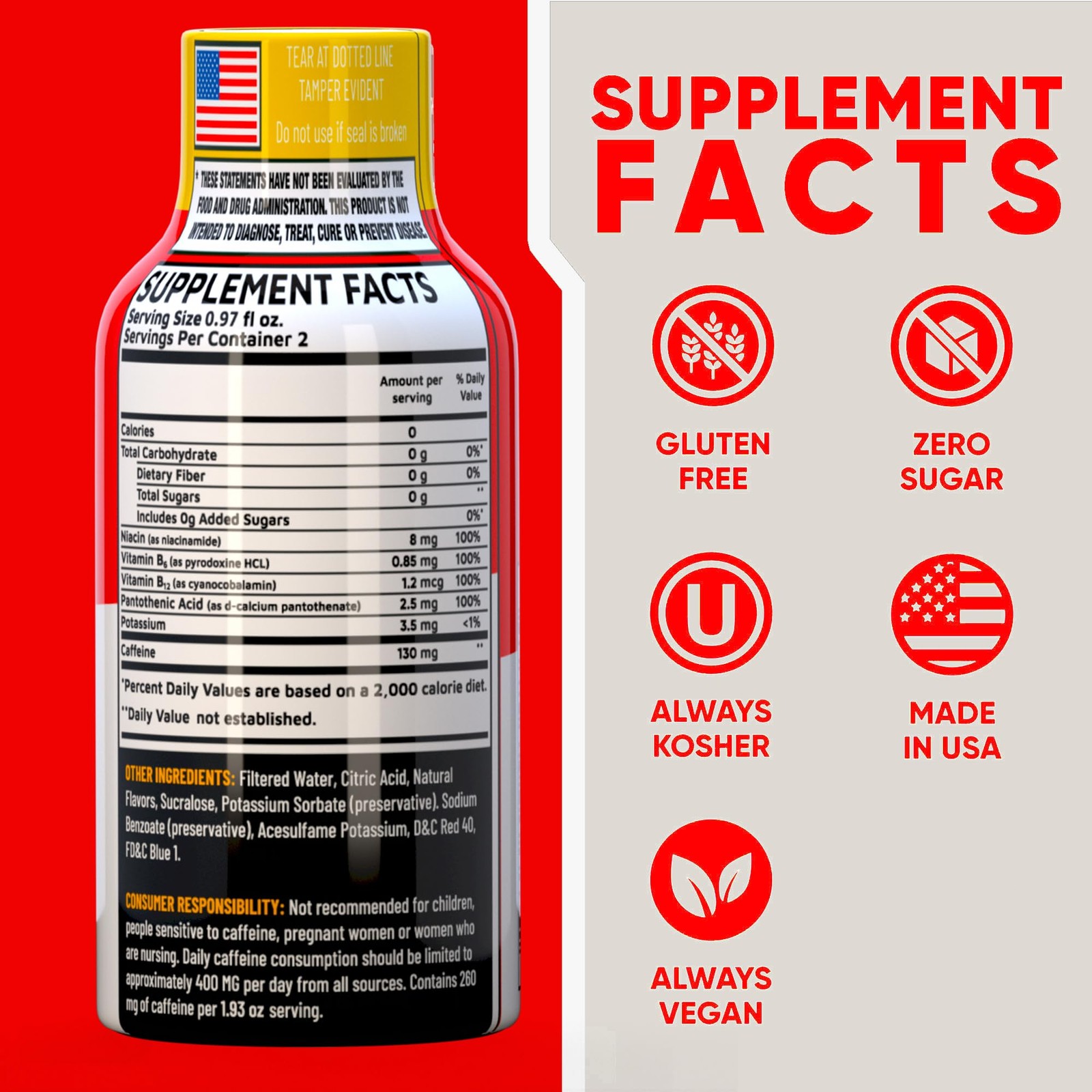 Fruit Punch Extra Strength Energy Shot 48 pk – 260mg 1.93 Fl Oz (Pack of 48)