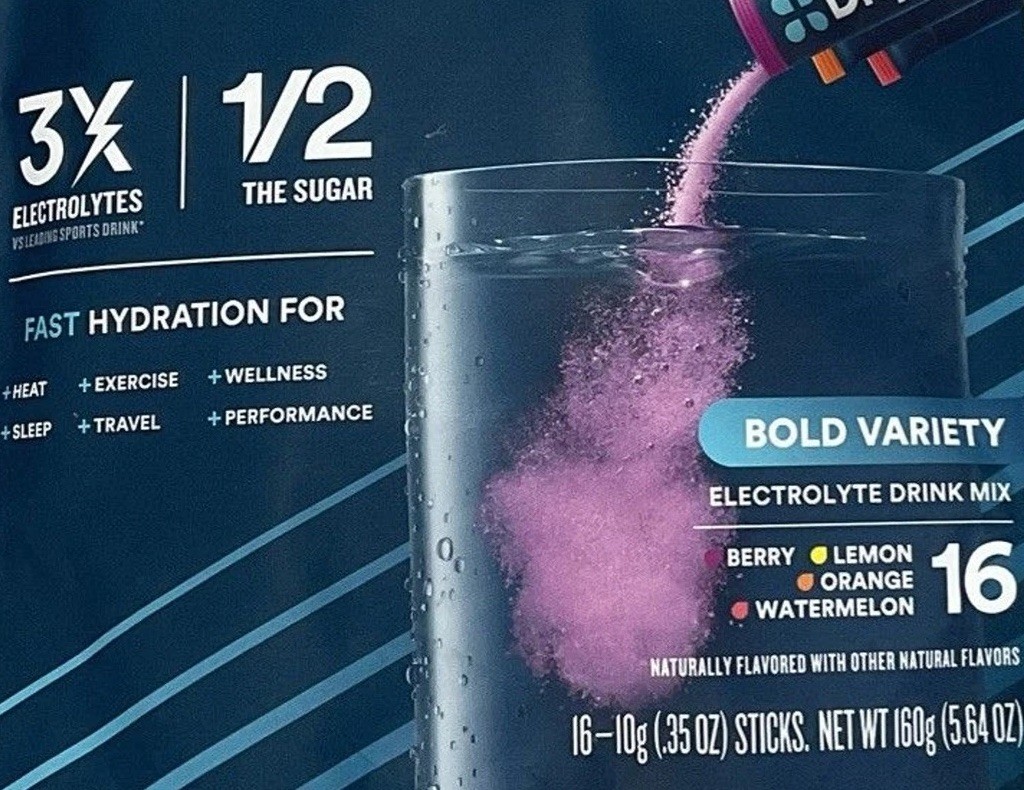DripDrop Fast Hyndration 4 Flavor Electrolyte Powder – 16 Pieces (2 Pack)