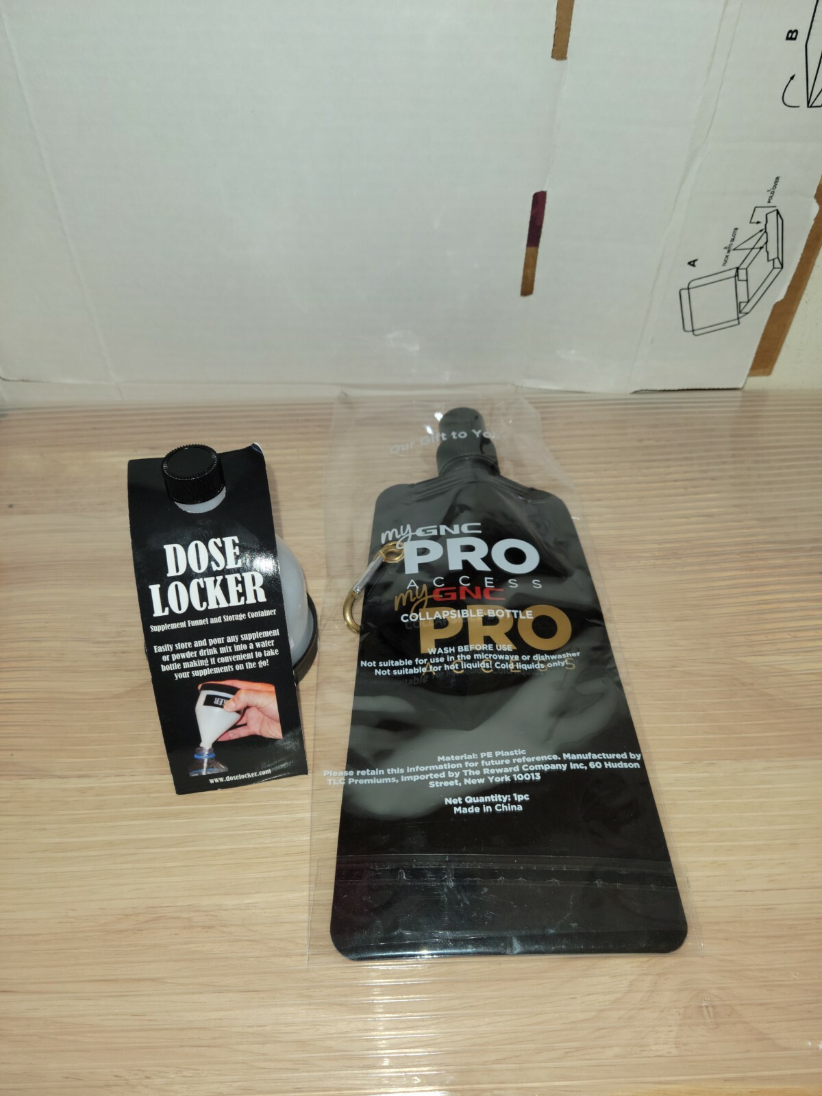 Dose Locker Funnel And Storage Container. Plus Gnc Collapsible Bottle