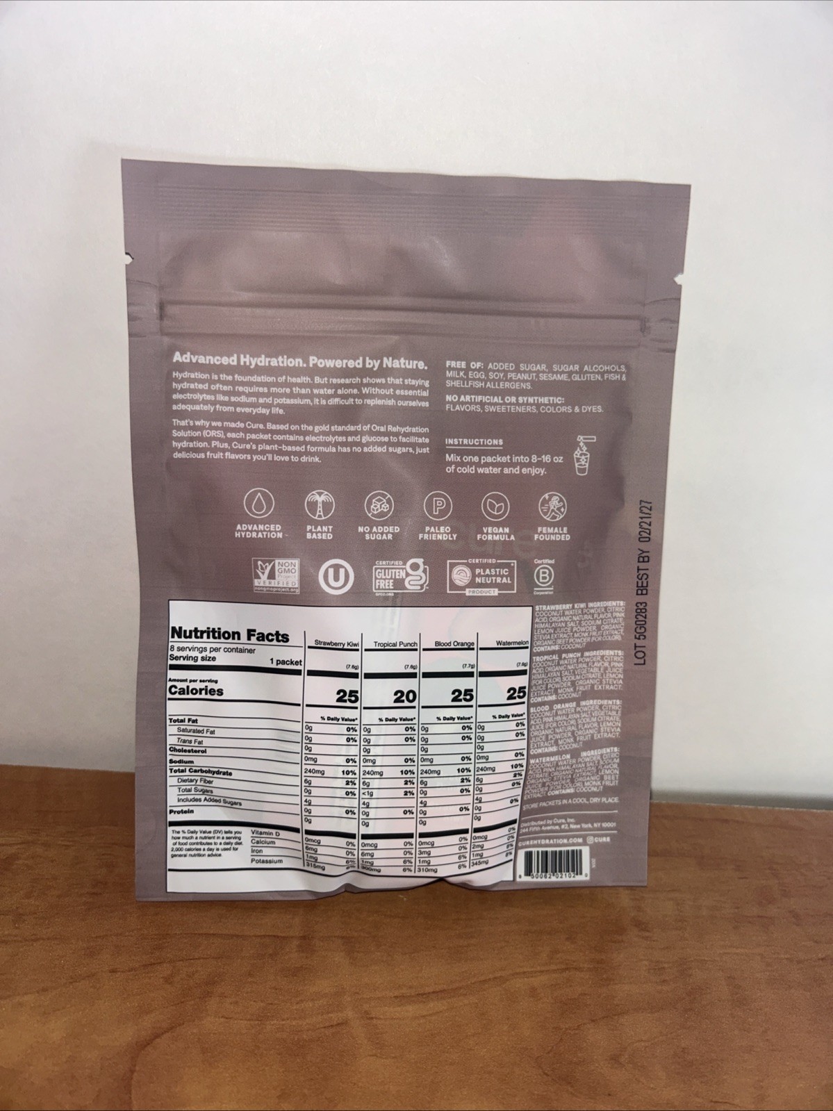 cure Electrolyte Drink Mix | Tropical Variety | 8 Pack 2.2oz