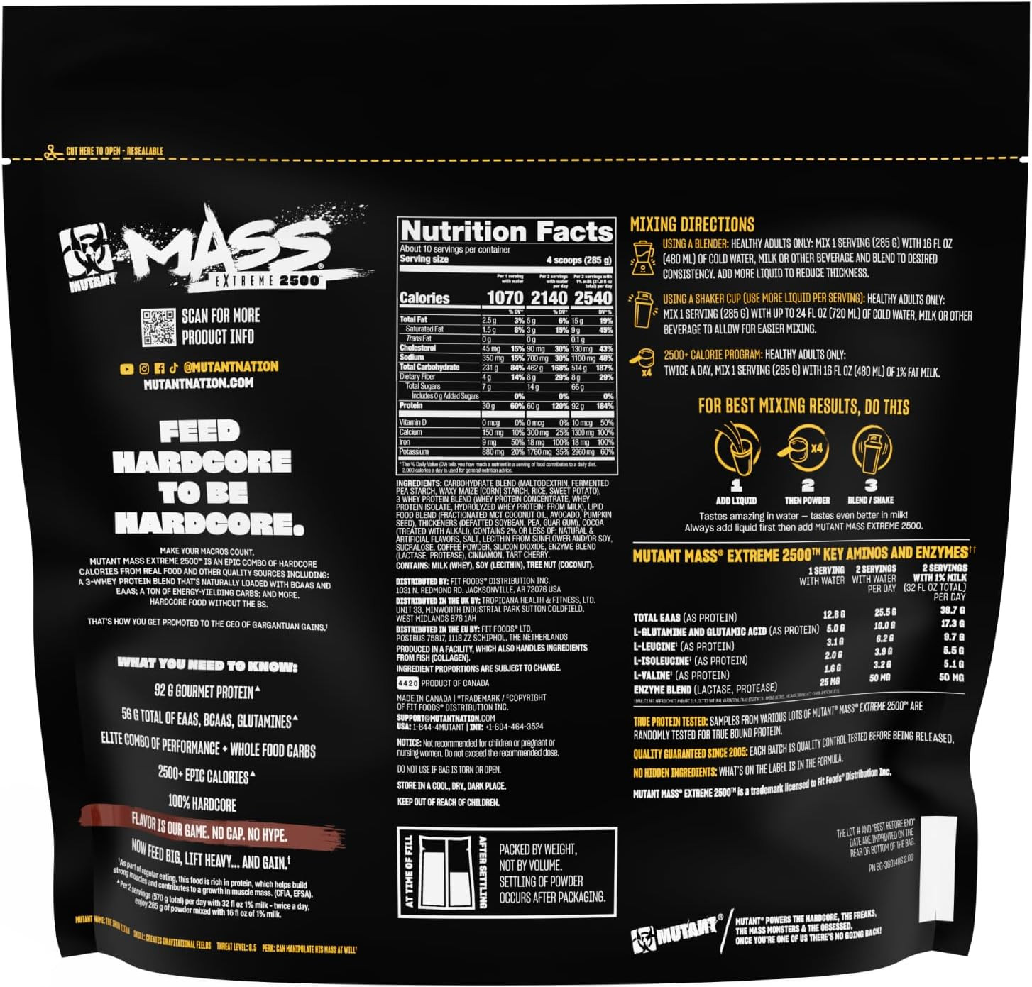 Mass Extreme Gainer, Whey Protein Powder, Triple Chocolate, 6 Lbs
