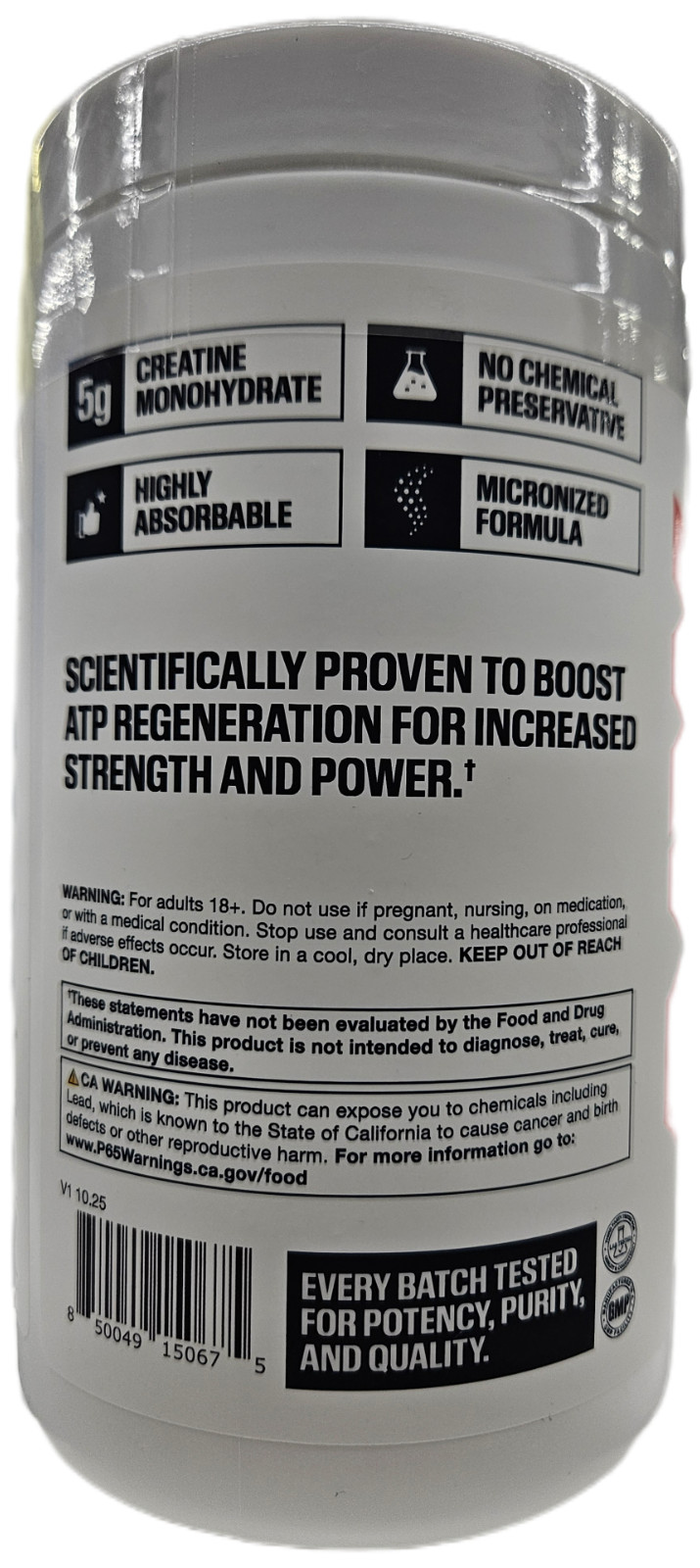 RAW Nutrition Creatine Monohydrate Powder Micronized (100 Servings) – BB 3/2026