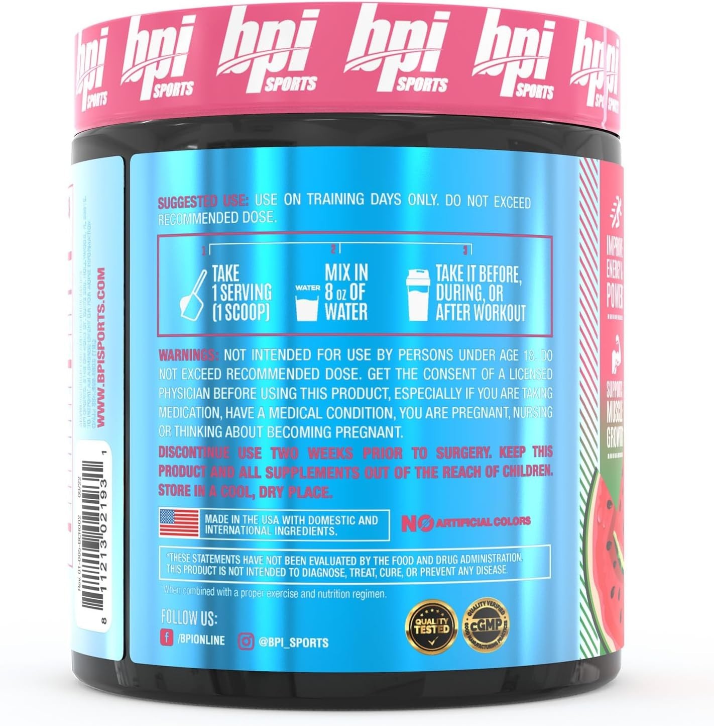 BPI Sports Best Creatine – Muscle Growth Watermelon Cooler 50 Servings *CLUMPY*