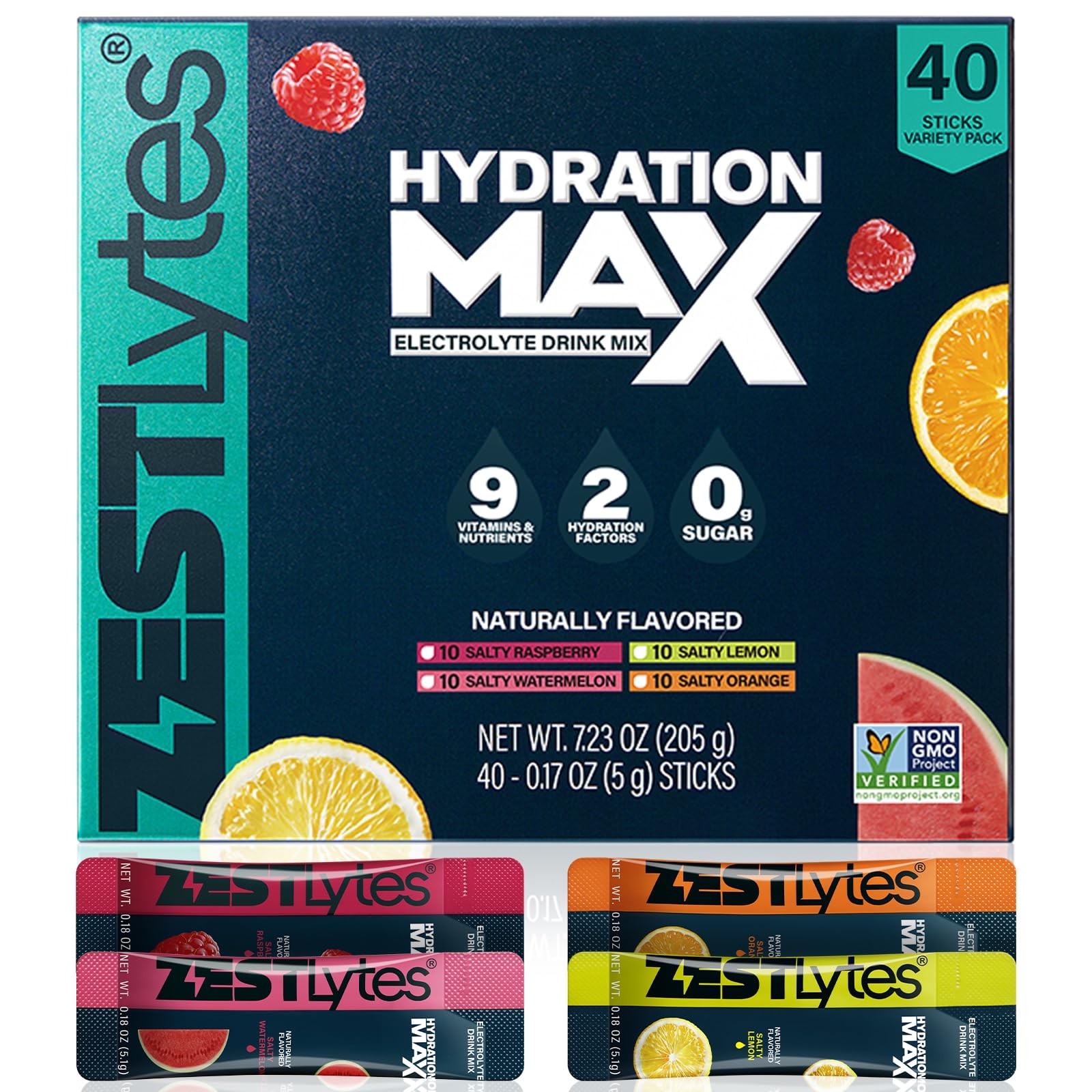 40 Sticks Salty Fruit Sugar Free Electrolyte 40 Servings (Pack of 1)