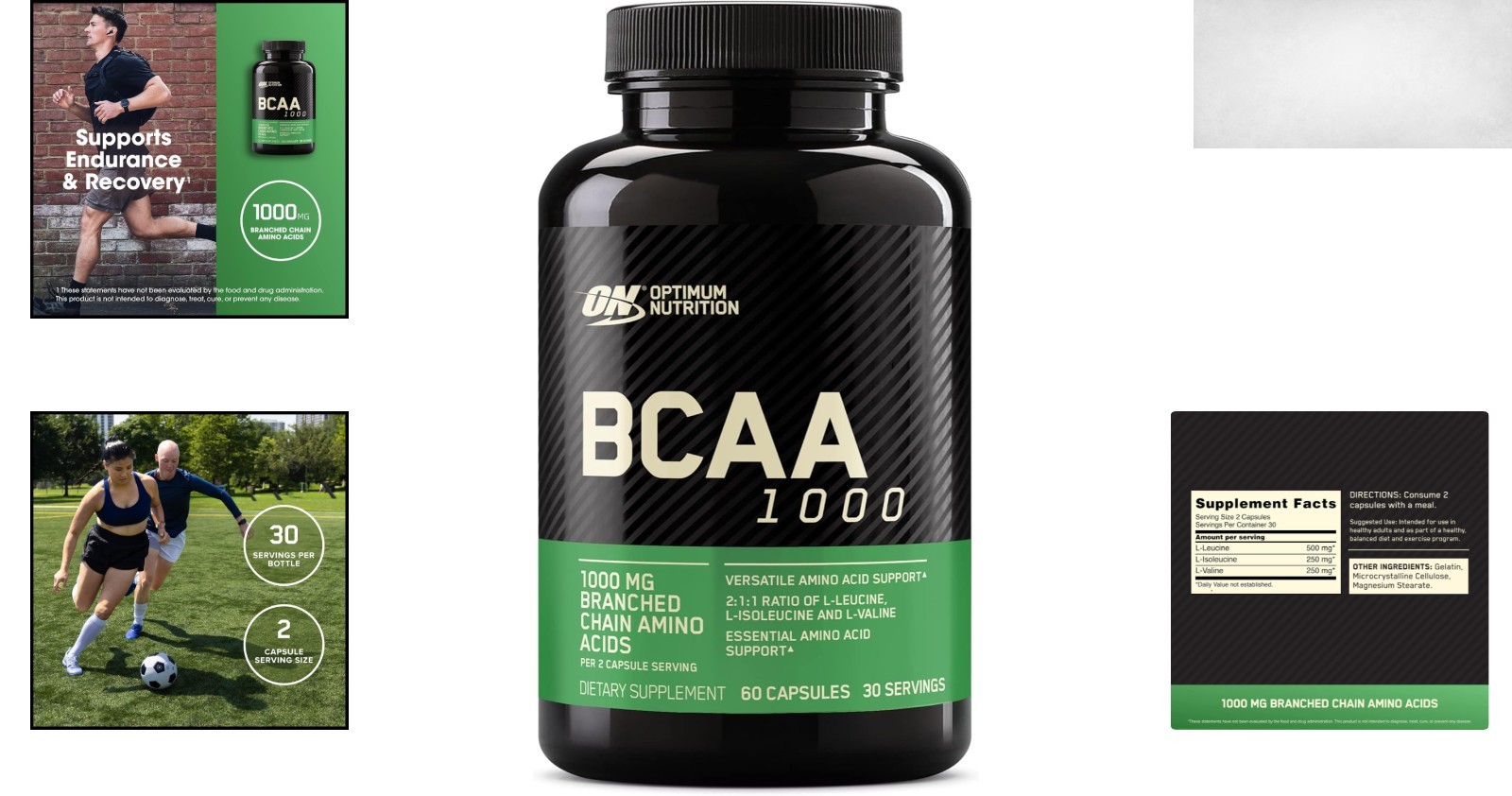Unflavored BCAA Capsules 1000mg – Convenient 60 Count for Enhanced Fitness