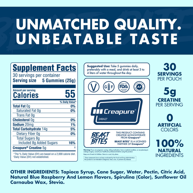 Beast Bites Creatine Gummies Sour Watermelon Splash 150ct