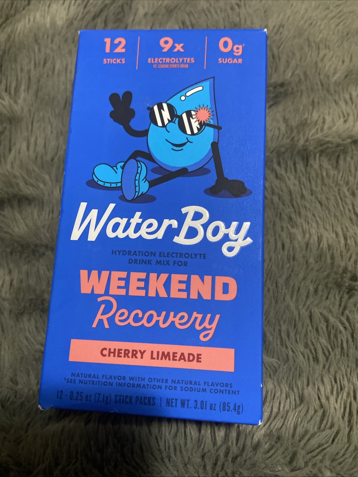 WaterBoy Weekend Recovery Hydration Electrolyte Powder Cherry Limeade 12 Sticks