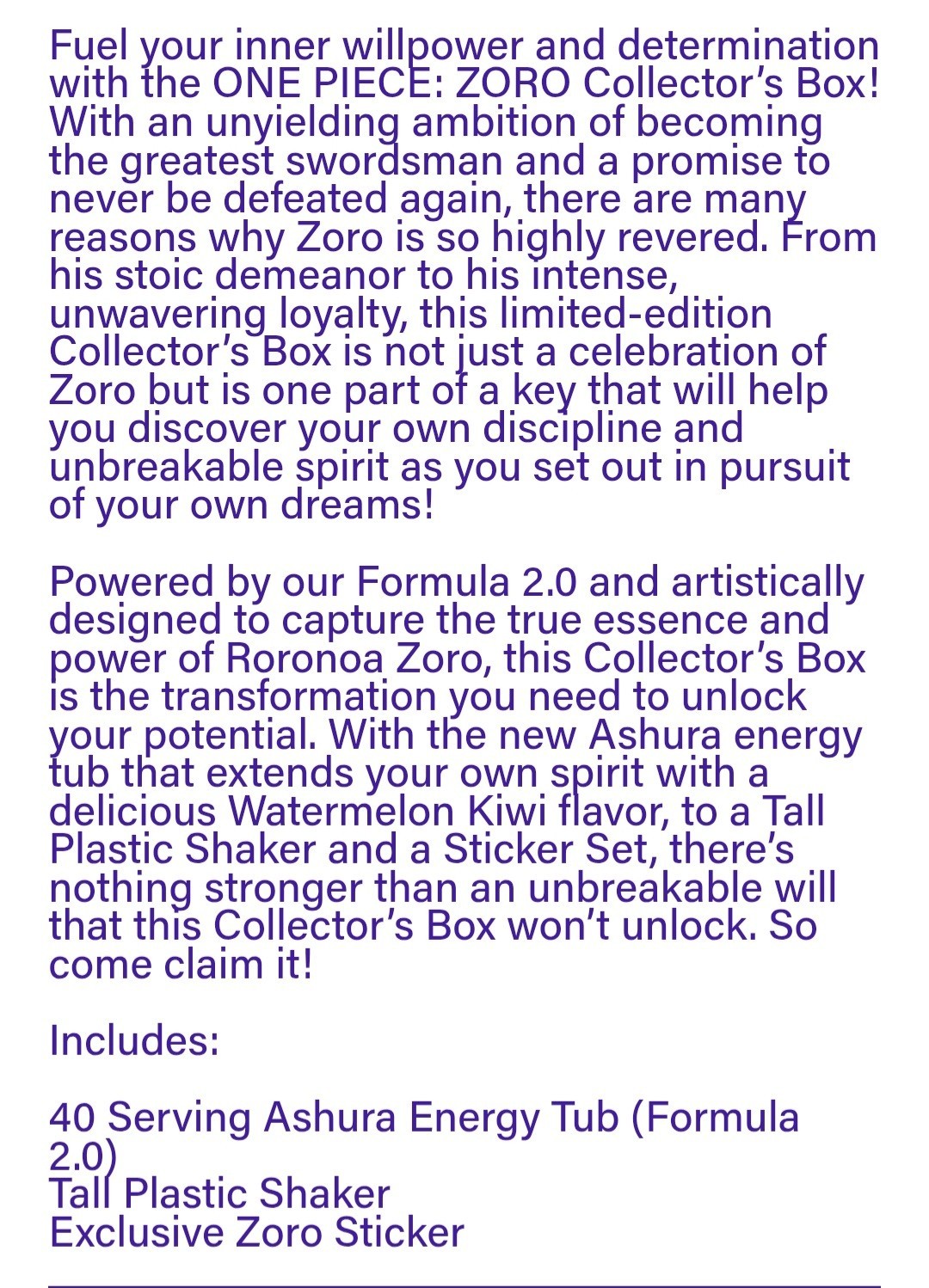 Gfuel x One Piece Zoro Ashura Collector’s Box With Shaker Cup – ENERGY NEW 2026✅