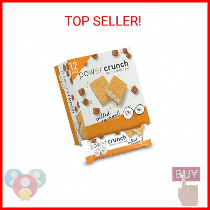 Power Crunch Protein Energy Wafer Bars, Salted Caramel, 1.4 Ounce (12 Count)
