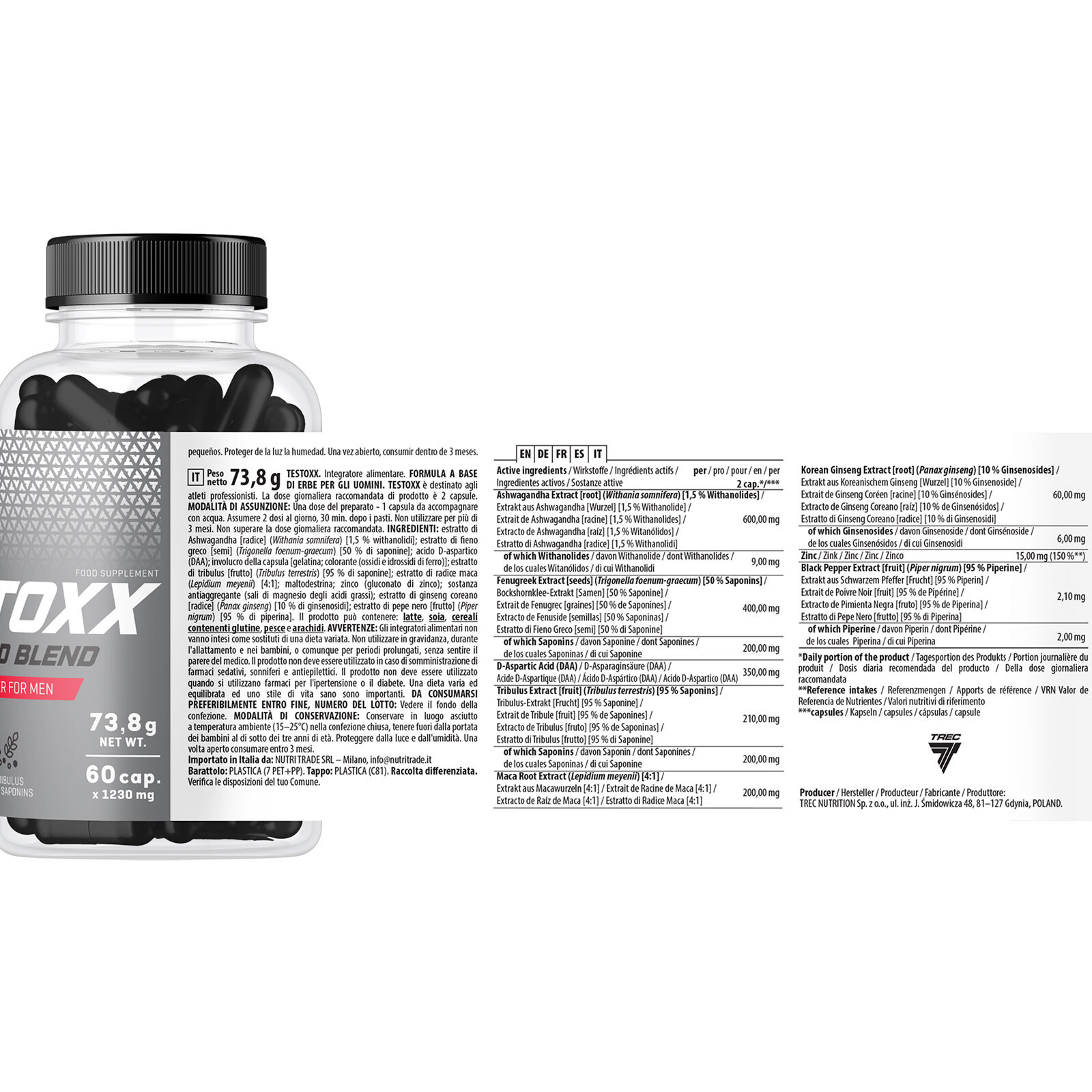 TESTOXX 60-240 Caps Testosterone Booster for Men, Energy, Libido, Muscle Support