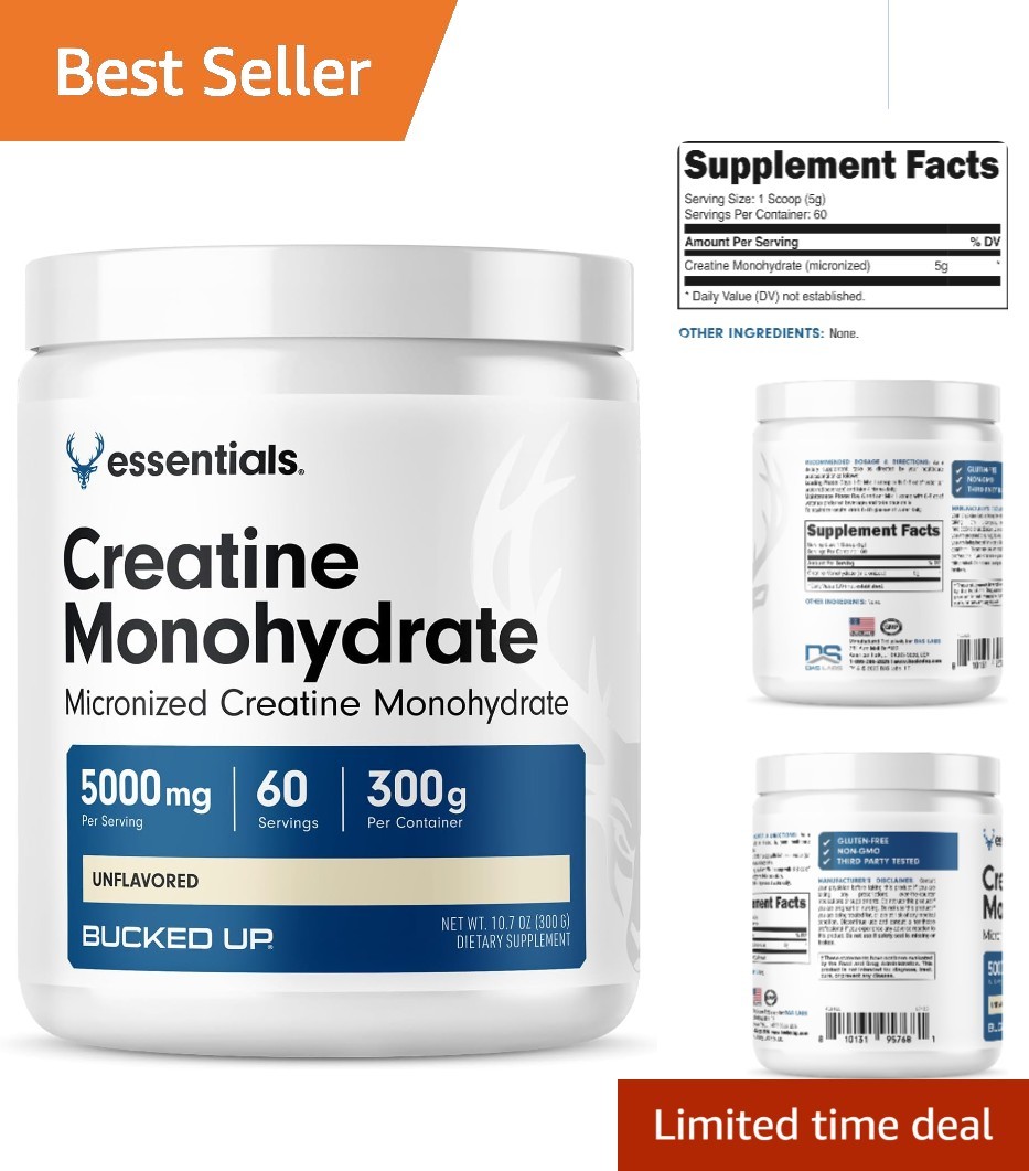 Unflavored Micronized Creatine Monohydrate – 300g, 60 Servings for Muscle Growth