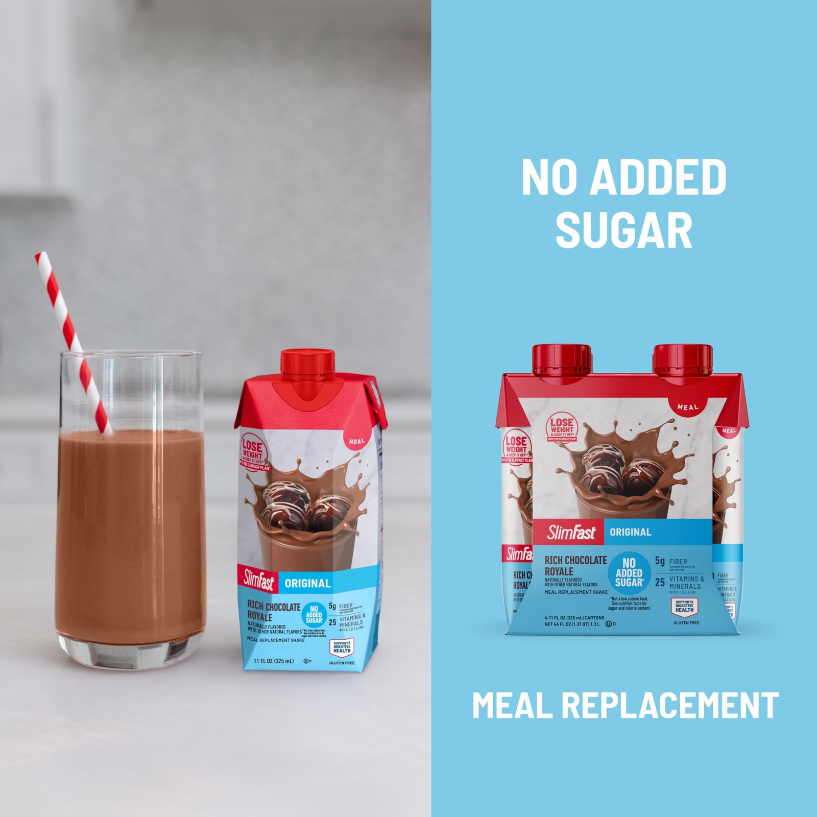 Slimfast Meal Replacement Shake Original Rich Chocolate Royale No Added Sugar