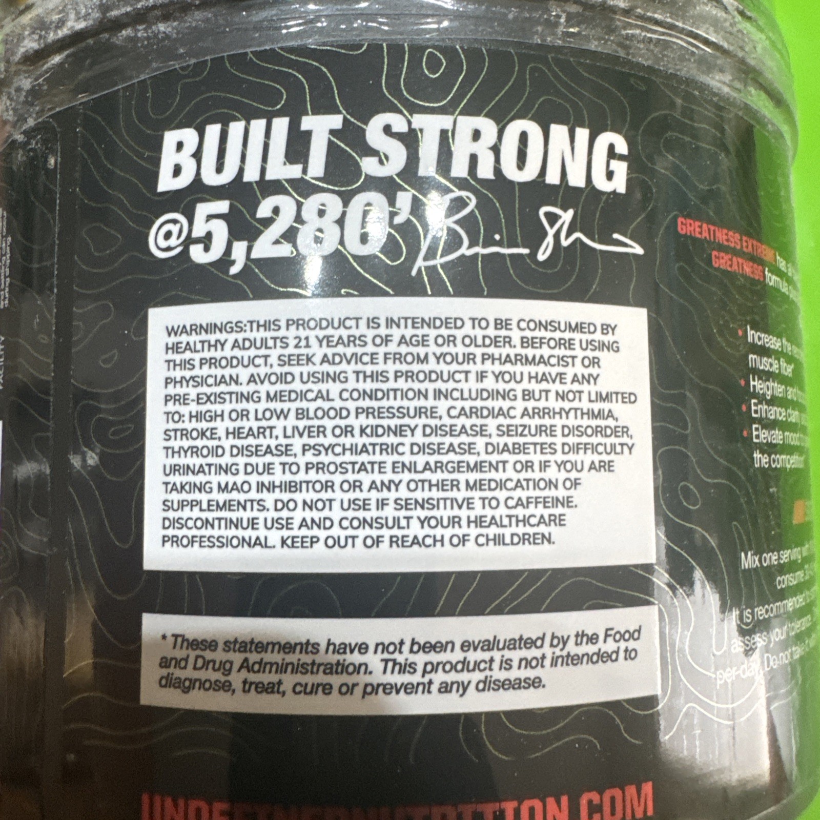 UNDEFINED NUTRITION PRE WORKOUT GREATNESS EXTREME 11/27