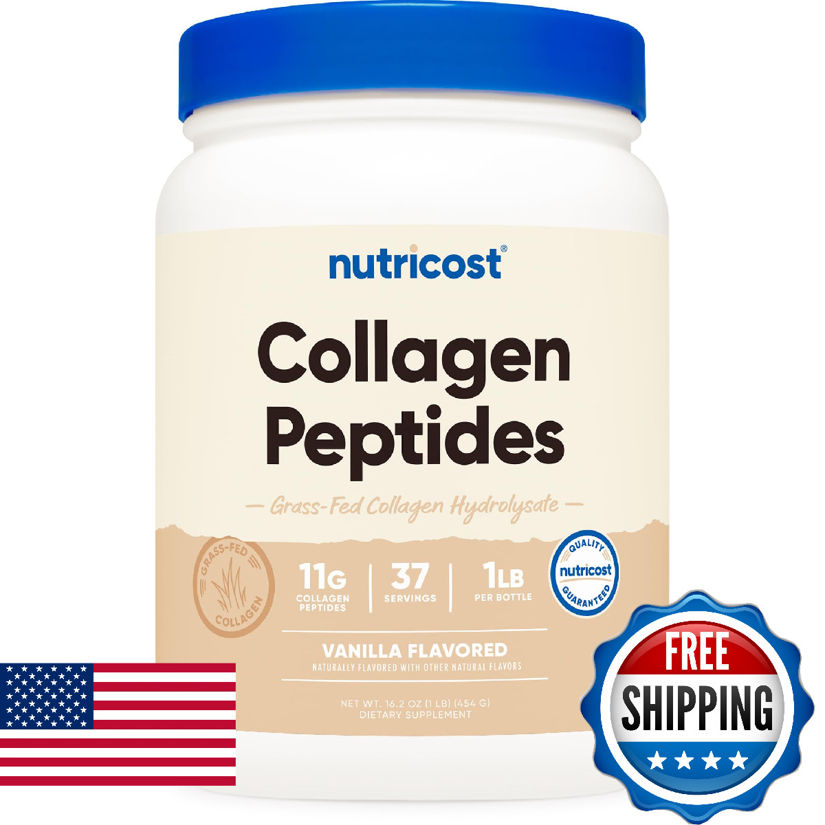 Nutricost Collagen Peptides Powder 1Lb 454 G – Fed Bovine Collagen Hydrolysate