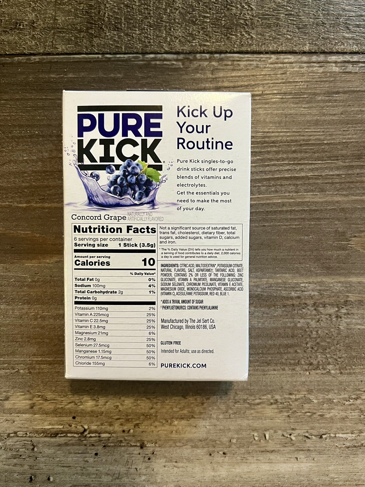 3 Pack PURE KICK HYDRATE Concord Grape Electrolytes Mix Zero sugar