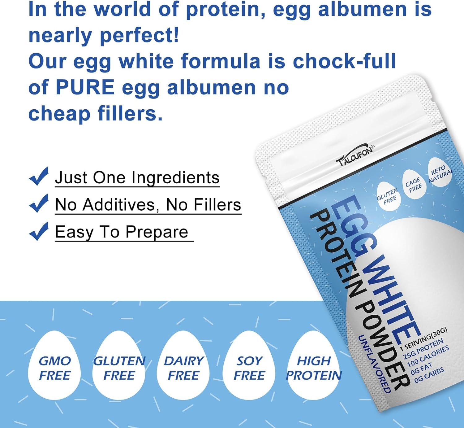 Egg White Protein Powder 8Oz Pasteurized No Additives, High Protein,…