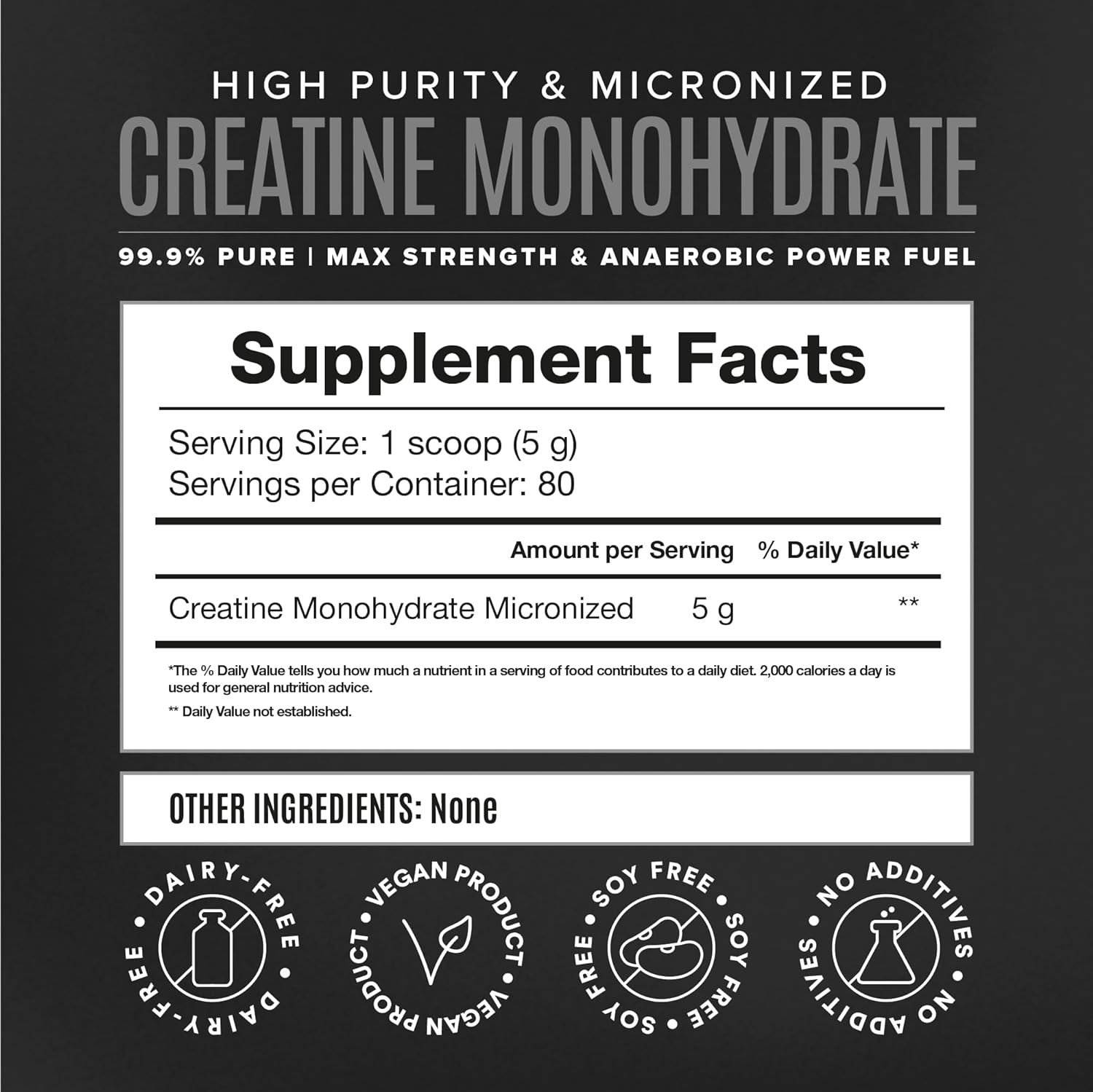 Micronized Creatine Monohydrate Powder, Muscle Recovery, Caffeine Free, Creatin