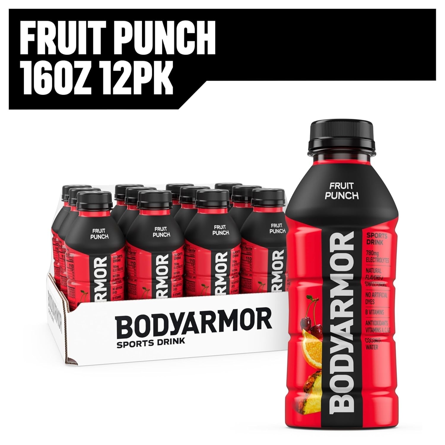 BODYARMOR Sports Drink Sports Beverage, Fruit Punch, Coconut Water Hydration,