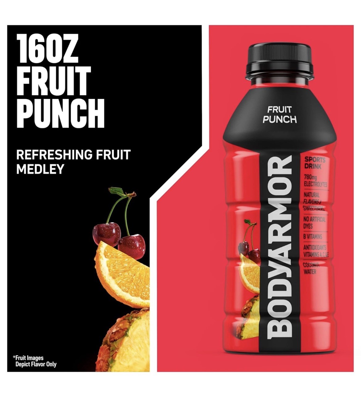 Sports Drink, Fruit Punch, Electrolyte Drink Hydration, 16 Oz Bottles (pack 12