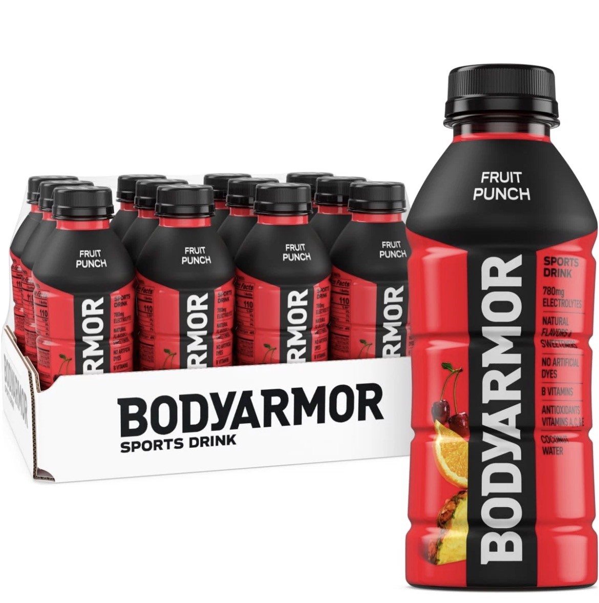 Sports Drink, Fruit Punch, Electrolyte Drink Hydration, 16 Oz Bottles (pack 12