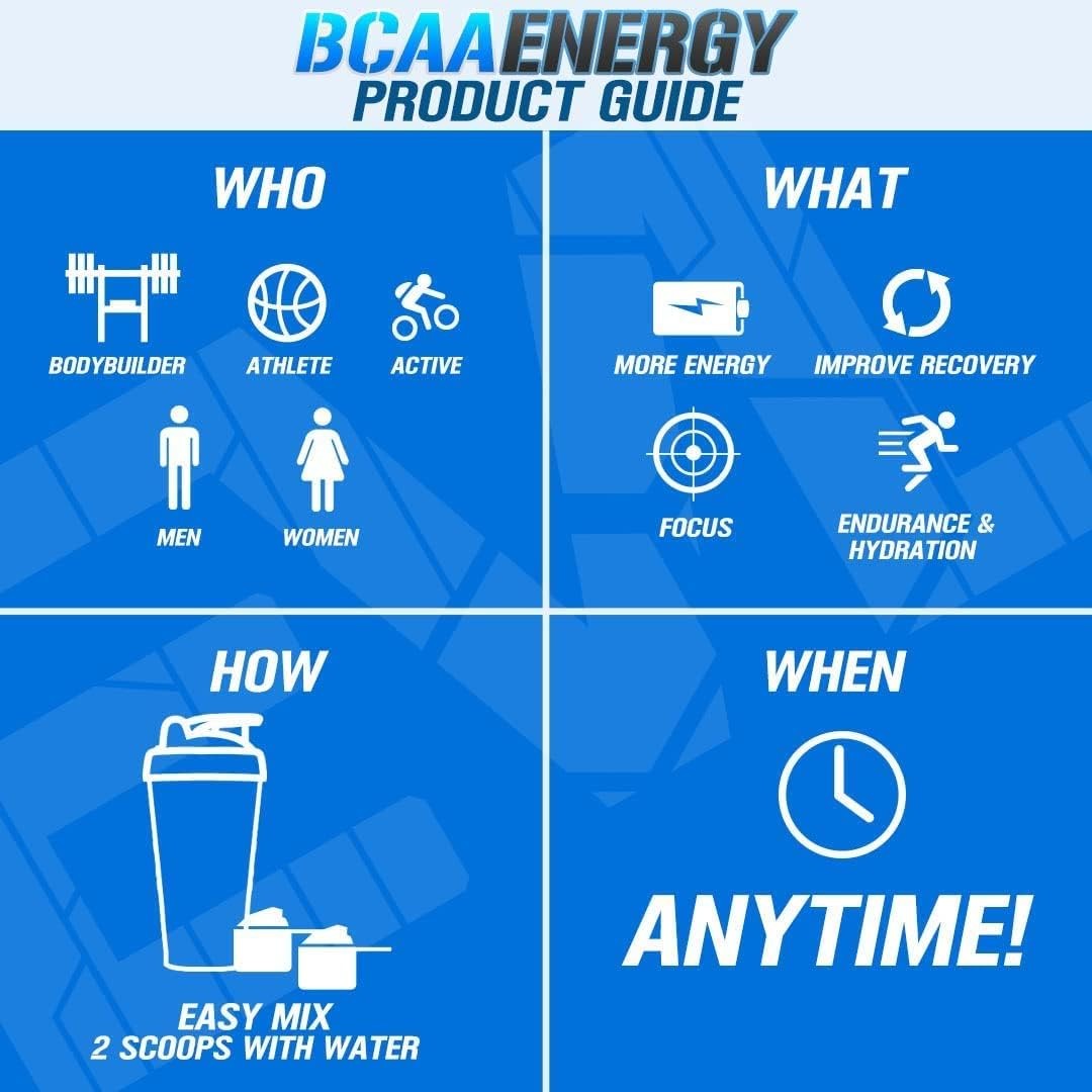 EVL BCAAs Amino Acids Powder – BCAA Energy Pre 65 Servings, Fruit Punch