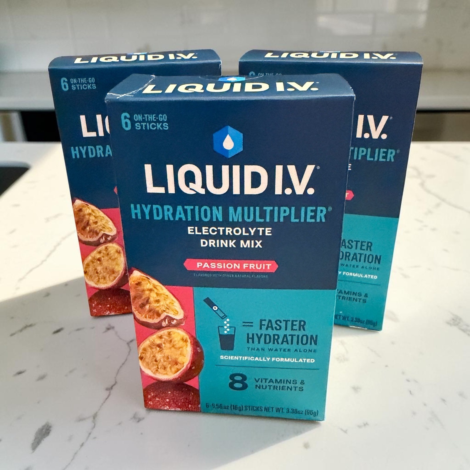 Liquid I.V. Hydration Multiplier 18 Sticks Passion Fruit New 3 Boxes Electrolyte