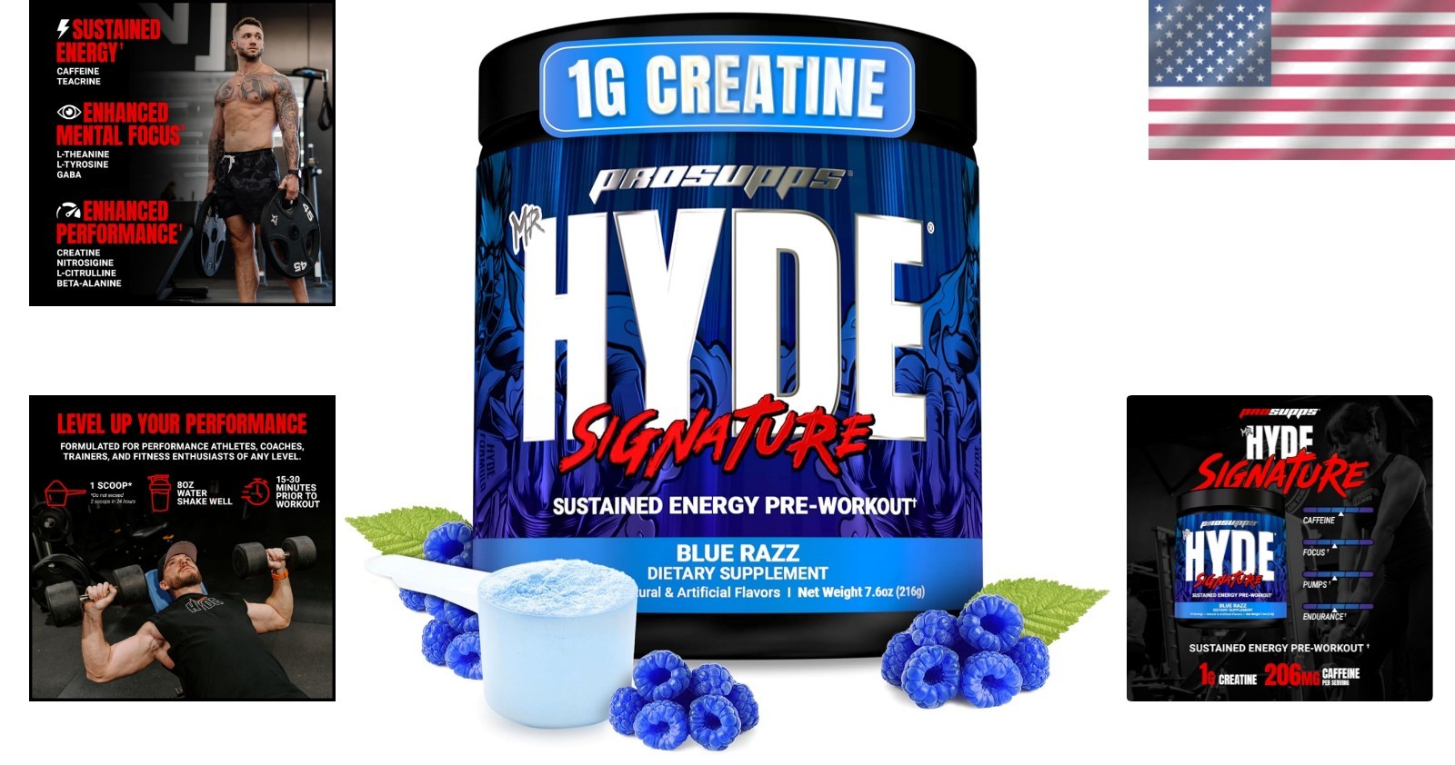 Mr. Hyde Signature Pre Workout – Advanced Endurance Drink 30 Servings Blue Razz