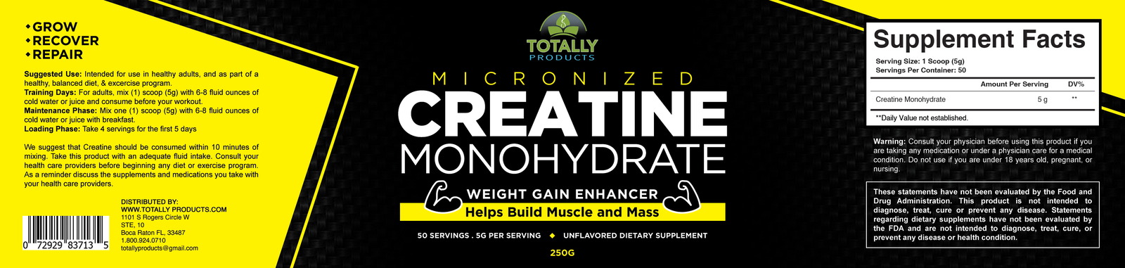 Micronized Creatine Monohydrate Helps Build Muscle Mass Weight Gain Supplements