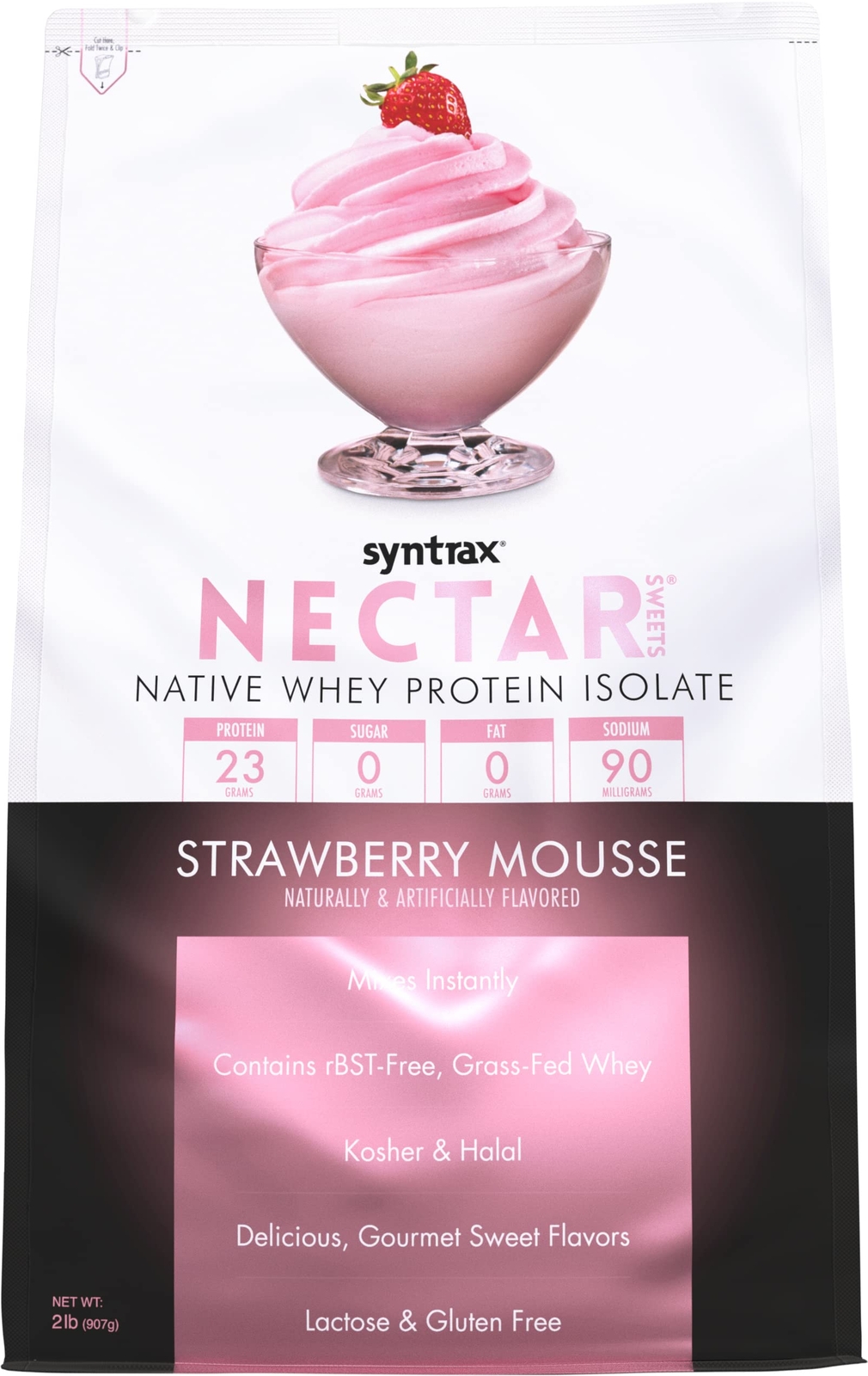 Nectar Sweets Strawberry Mousse Protein Powder 2lb Lactose Gluten Free