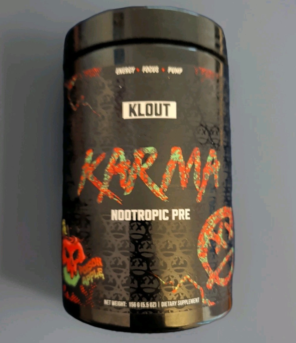 Klout Karma Nootropic Pre Workout Apple 6.8 oz. 20 Serv🍎 Extreme Energy Focus
