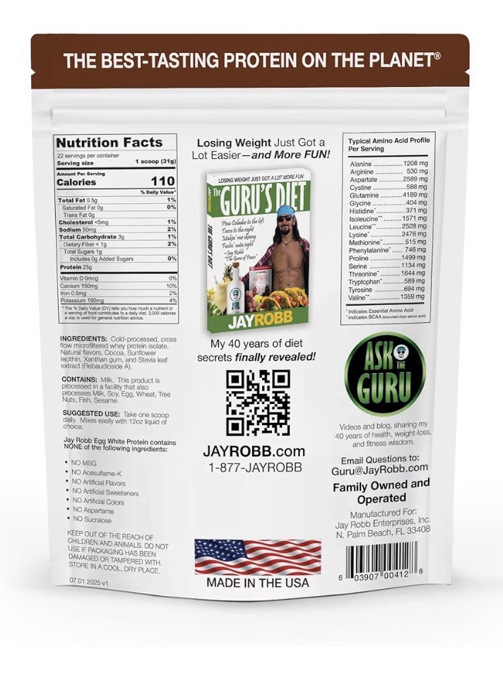 JAYROBB Whey Protein Isolate Chocolate Flavored 1.5 Pound