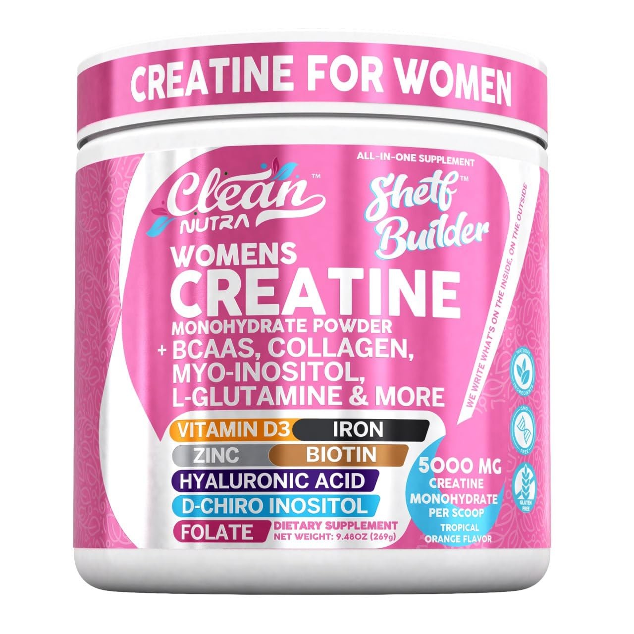 Monohidrato De Creatina Polvo BCAA Colágeno Biotina Ácido Hialurónico Para Mujer
